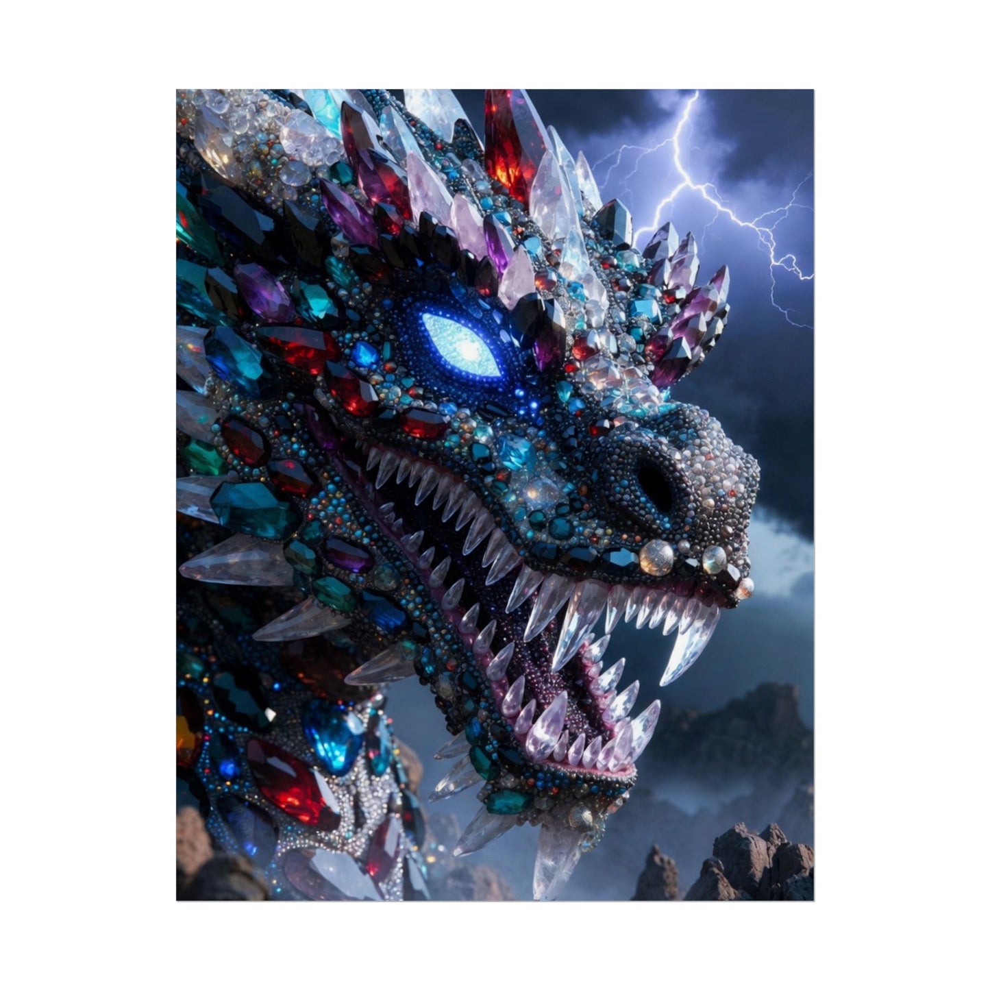 Dragon Crystal Poster — Fantasy Gem-Encrusted Dragon Wall Art (Rolled Poster)