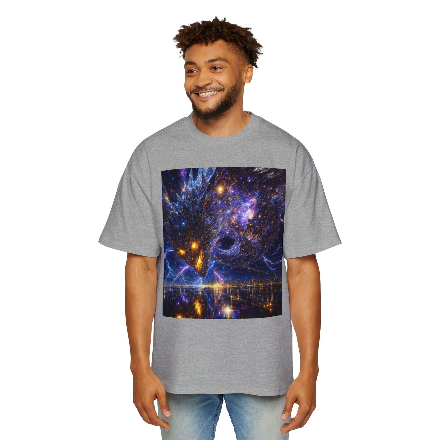 Men's Oversized Cosmic Art Tee - Unique Space Graphic T-Shirt for Casual Wear, Sci-Fi Lovers, Gift for Birthdays, Festivals, Art Enthusiasts