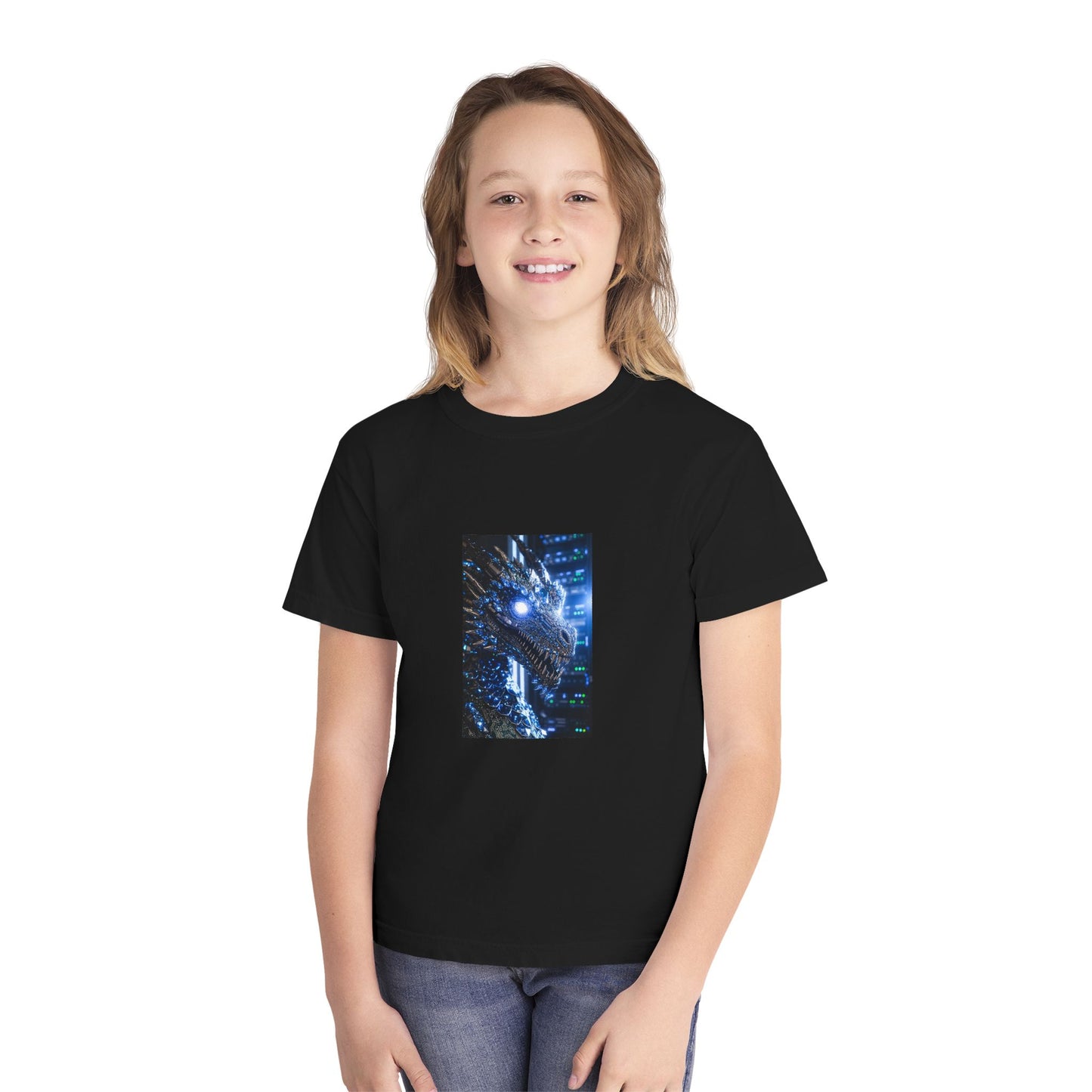 Youth Tee — Neon Dragon Galaxy Graphic
