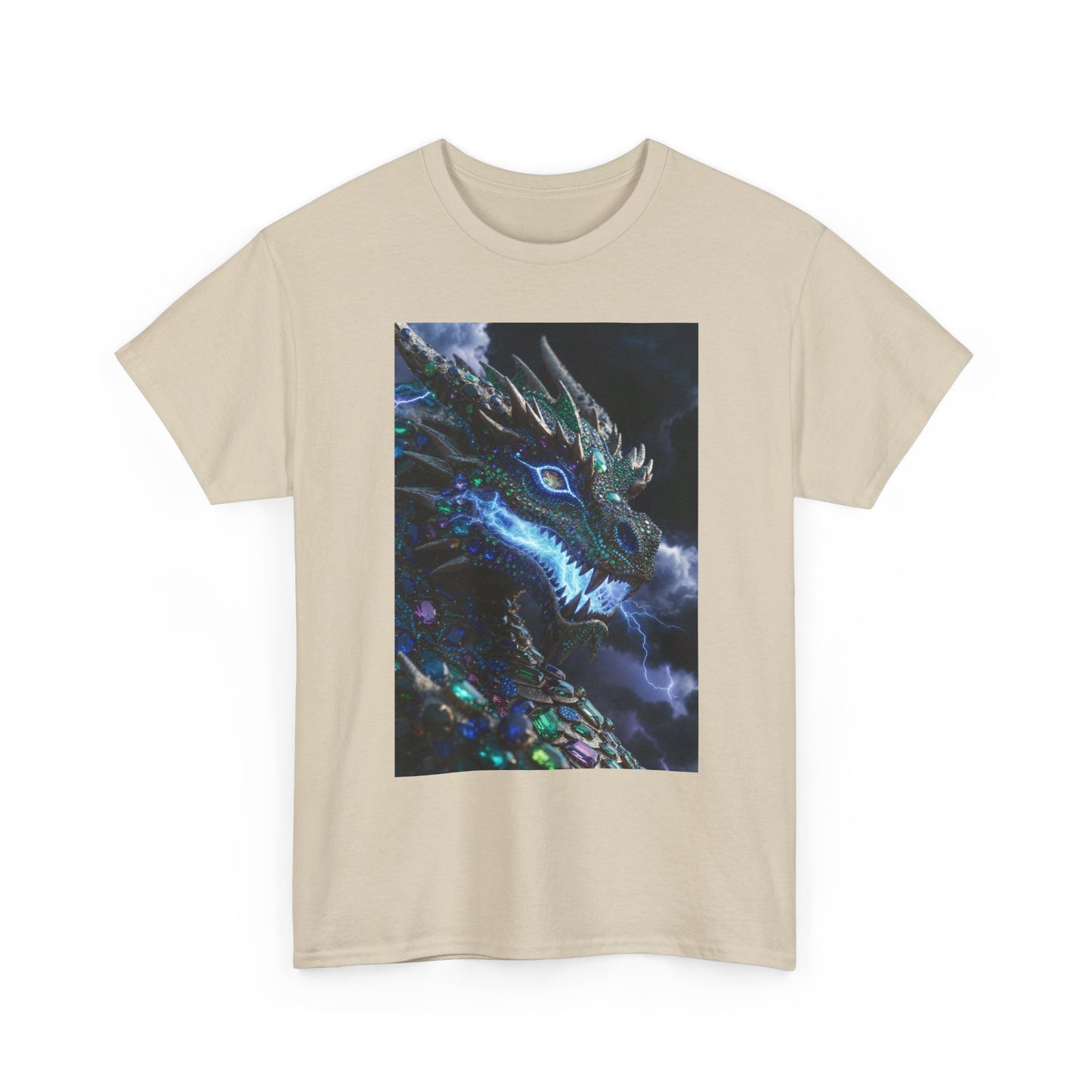 Dragon Portrait T‑Shirt — Neon Blue Fantasy Dragon Graphic Tee