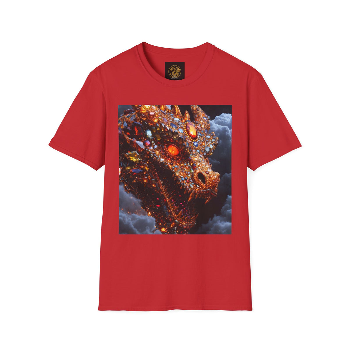 A Gemstone Dragon Head Graphic T-Shirt — Fiery Fantasy Scaly Creature Design
