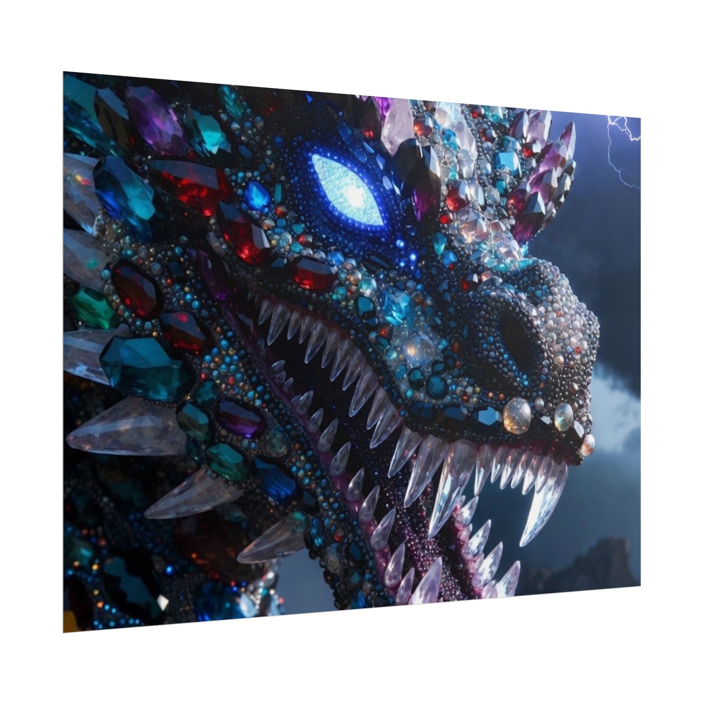 Dragon Crystal Poster — Fantasy Gem-Encrusted Dragon Wall Art (Rolled Poster)