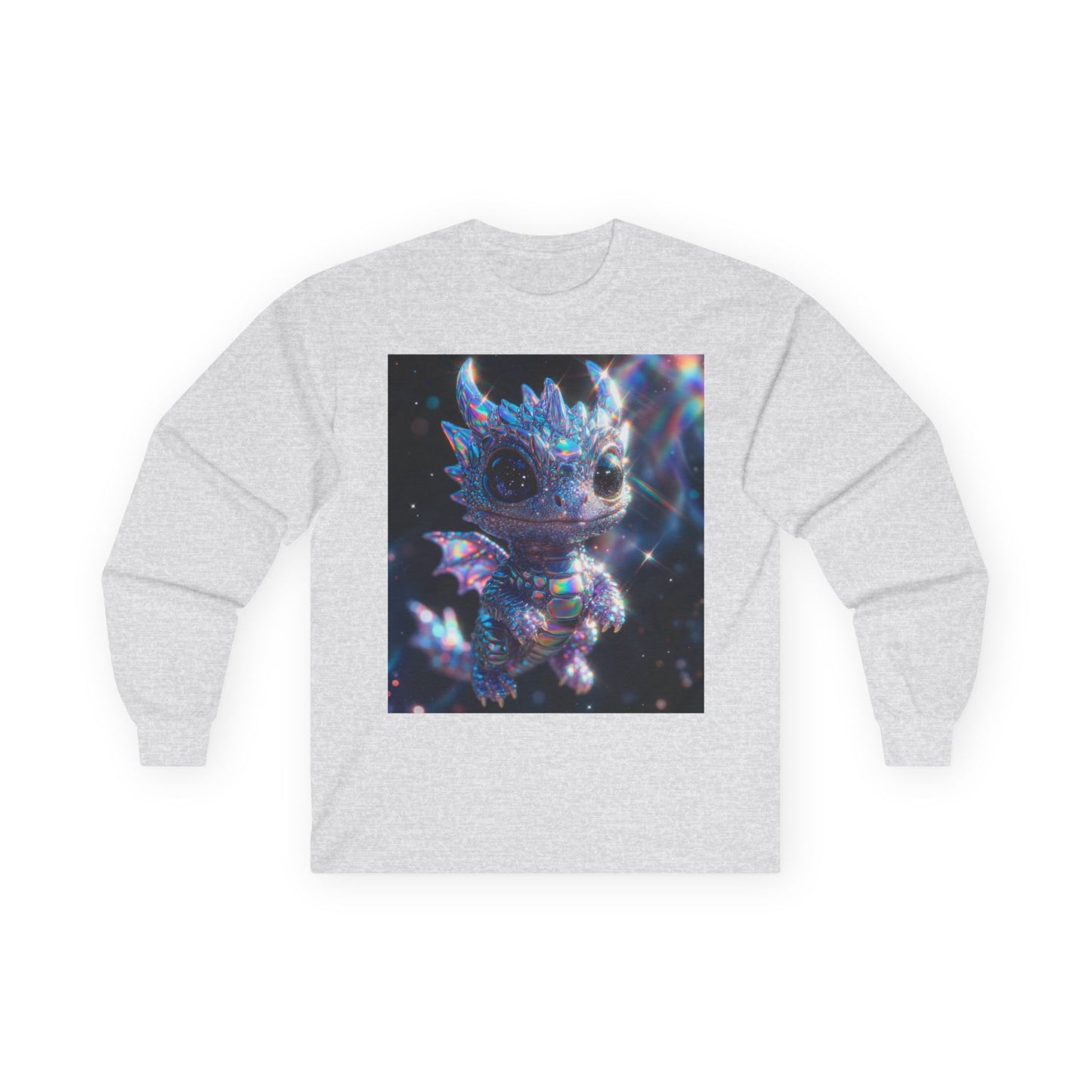 Crystal Baby Dragon Long Sleeve Tee — Sparkly Fantasy Crewneck