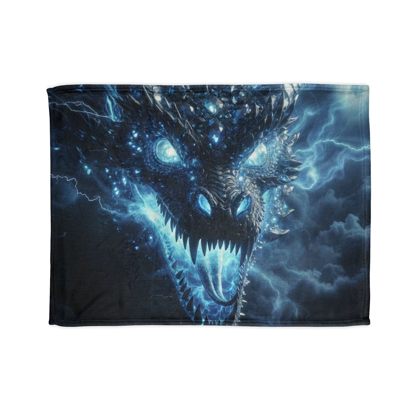 Electric Blue Dragon Blanket — Mystic Lightning Monster Throw