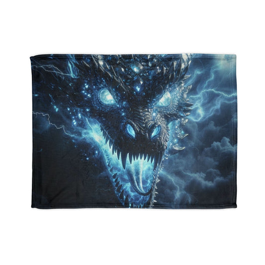 Electric Blue Dragon Blanket — Mystic Lightning Monster Throw
