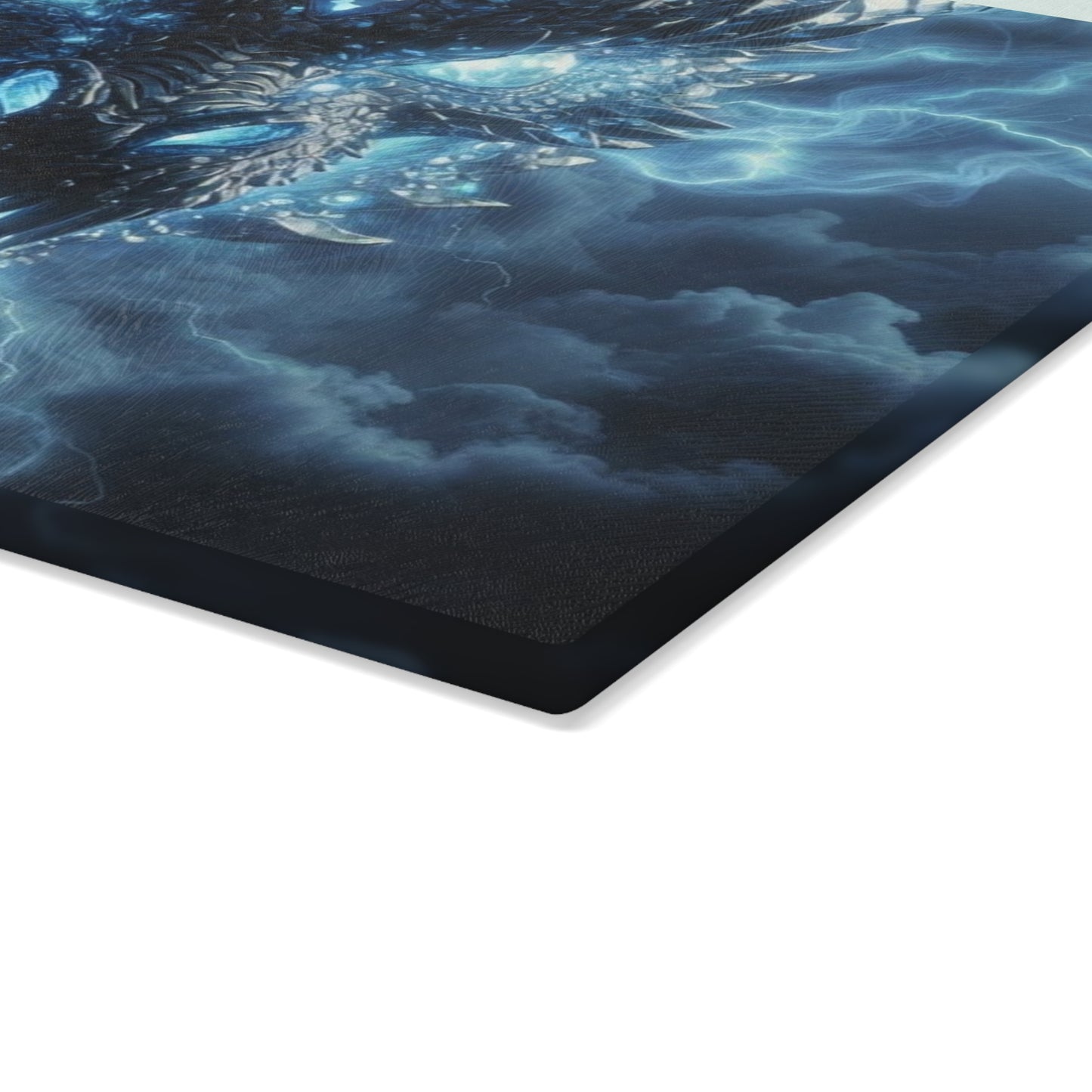 Glass Cutting Board — Electric Blue Dragon Design