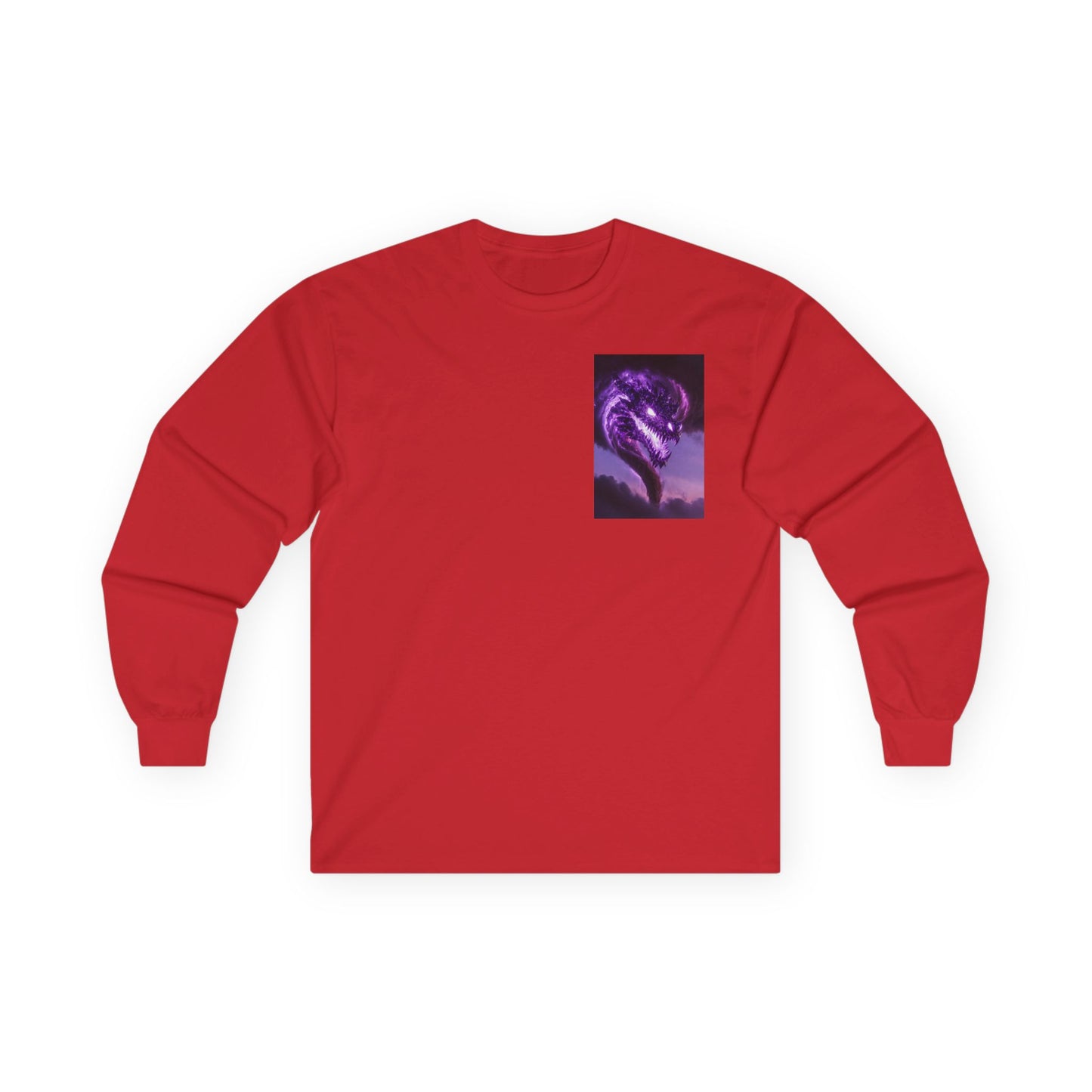 Purple Dragon Chest Graphic Long Sleeve Tee