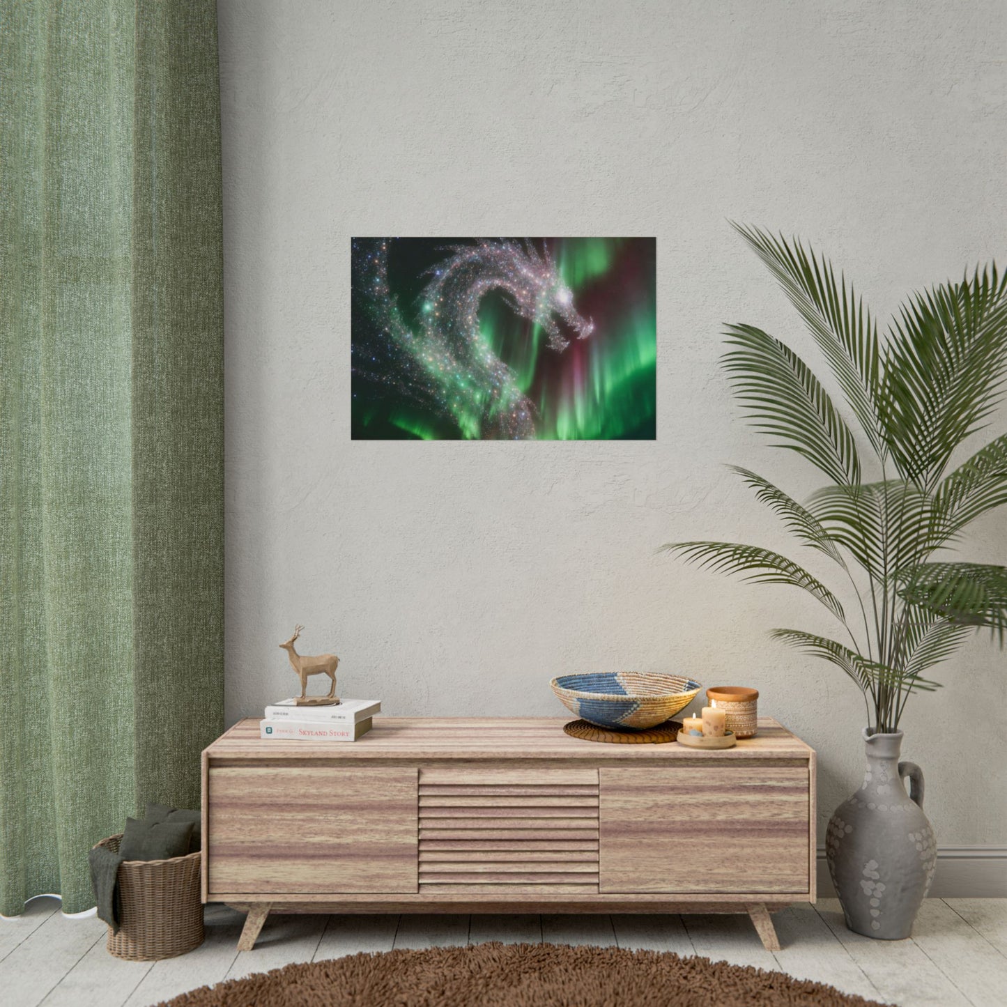 Aurora Dragon Poster — Northern Lights Fantasy Art Print