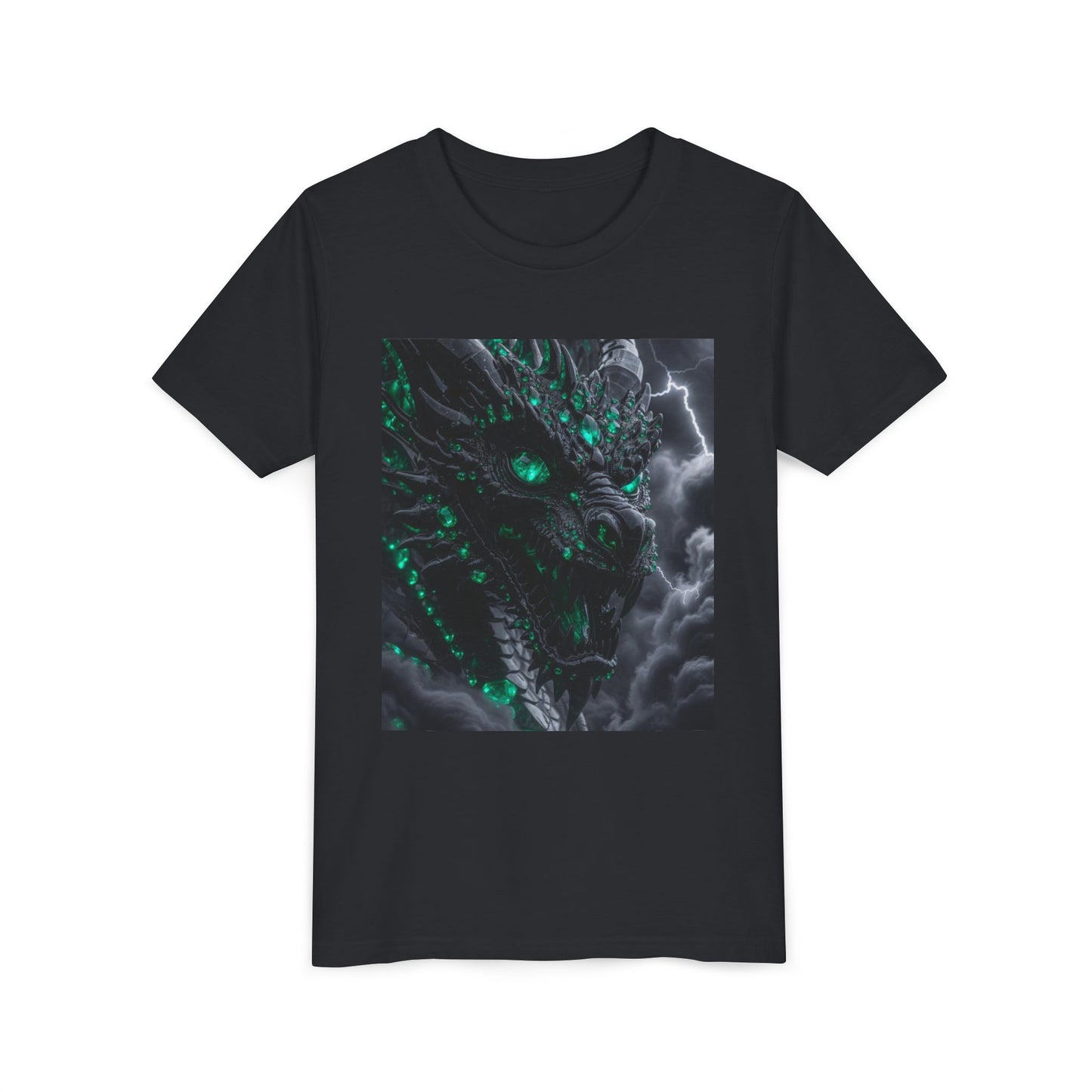 A Top selling Dragon Storm Youth Tee — Neon Green Dragon Illustration Graphic T-Shirt