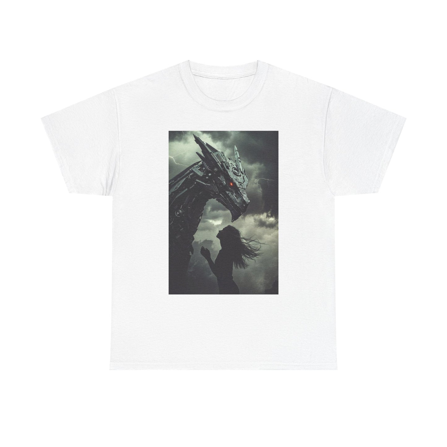 Dragon & Girl Fantasy T-Shirt — Dark Mythical Art Tee