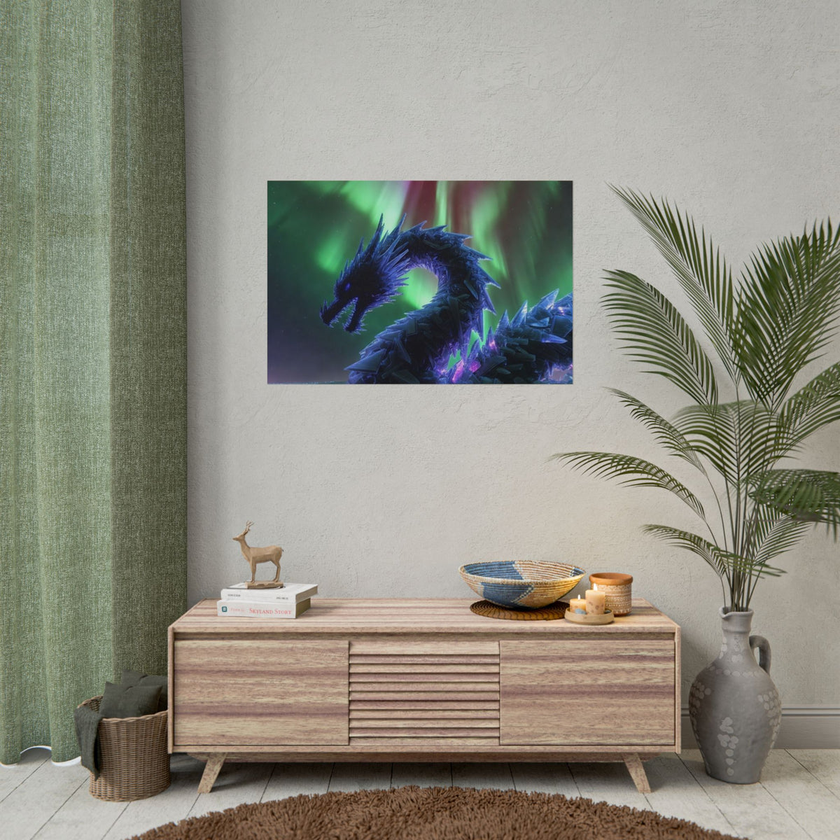 Aurora Crystal Dragon Poster — Fantasy Wall Art Print