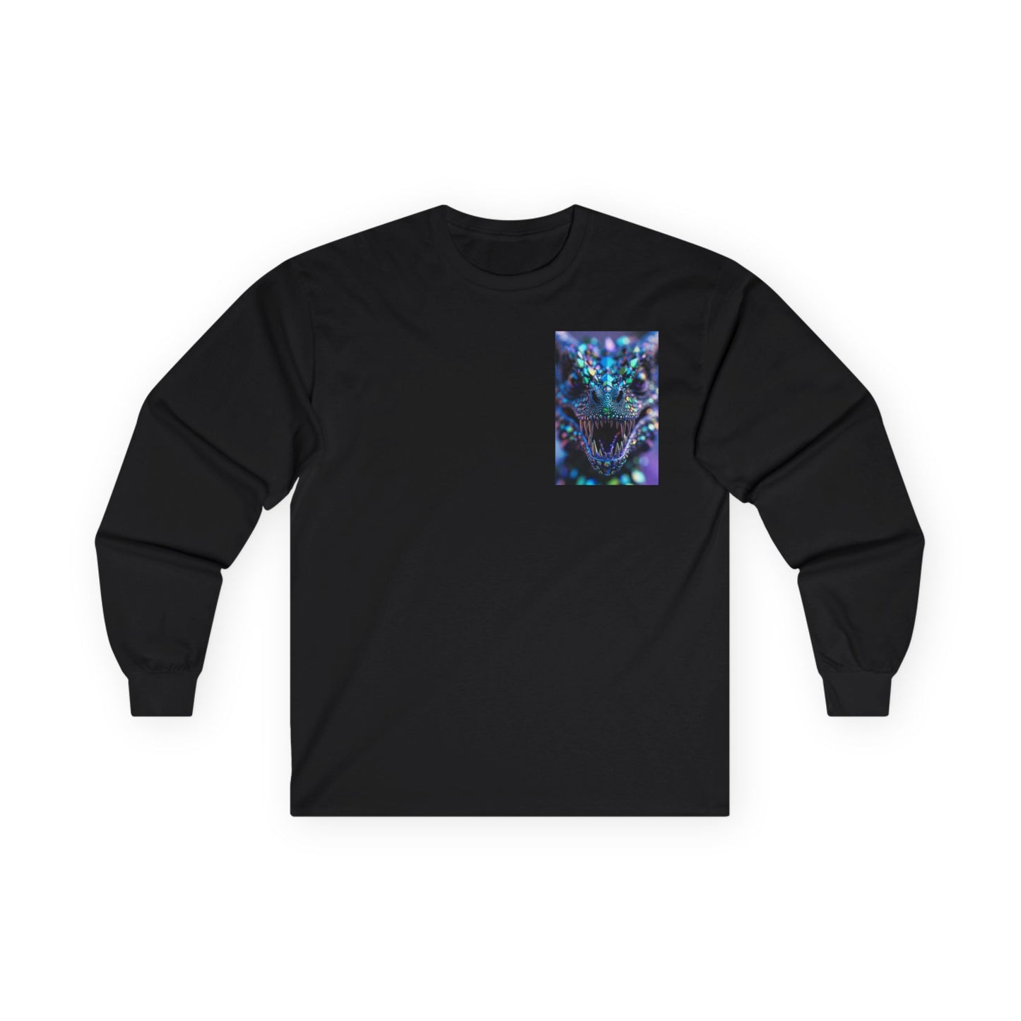 Long Sleeve Tee — Cosmic DRAGON Chest Print | Mystical Galaxy Animal Shirt