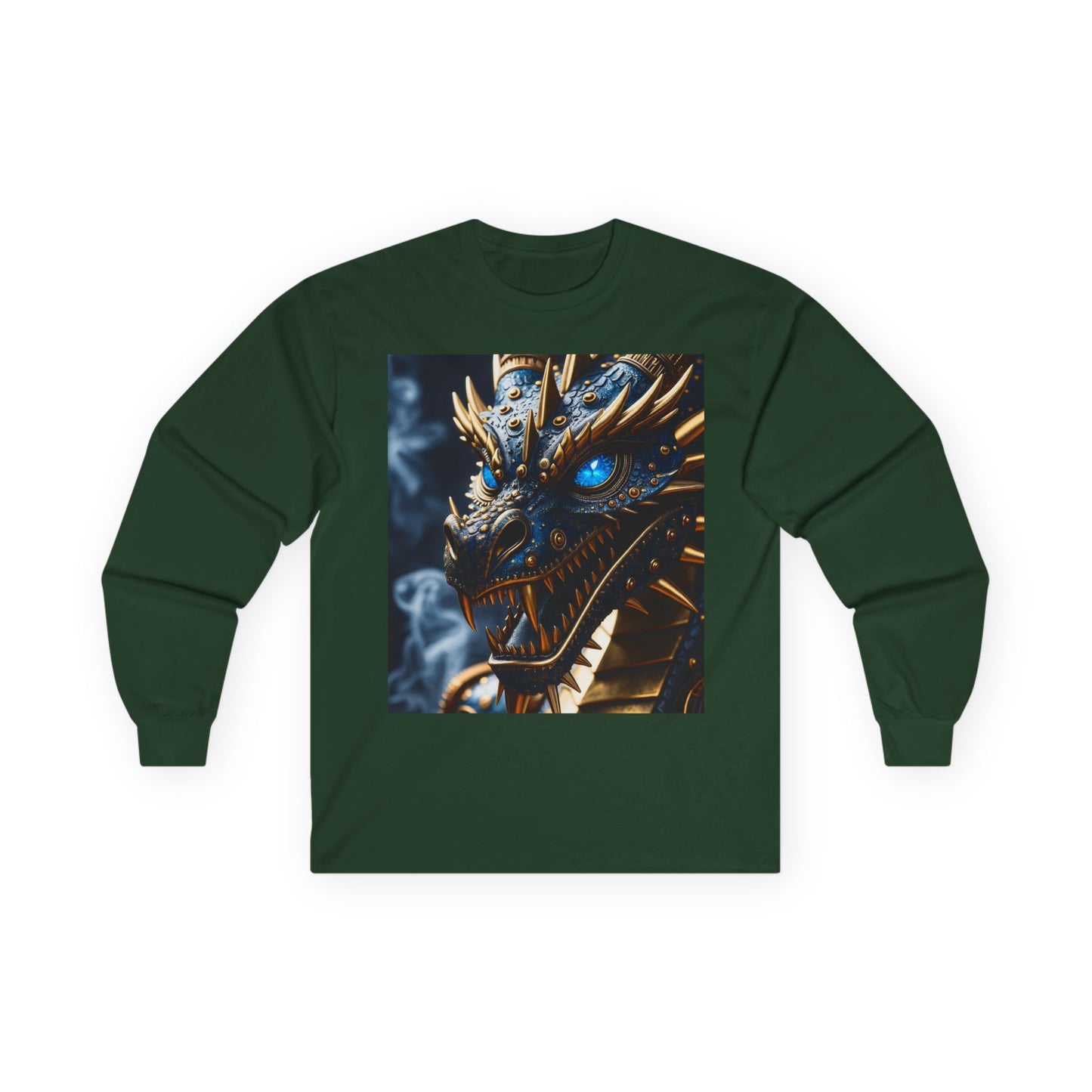 Dragon Graphic Long Sleeve Tee — Blue Eye Fantasy Dragon Shirt