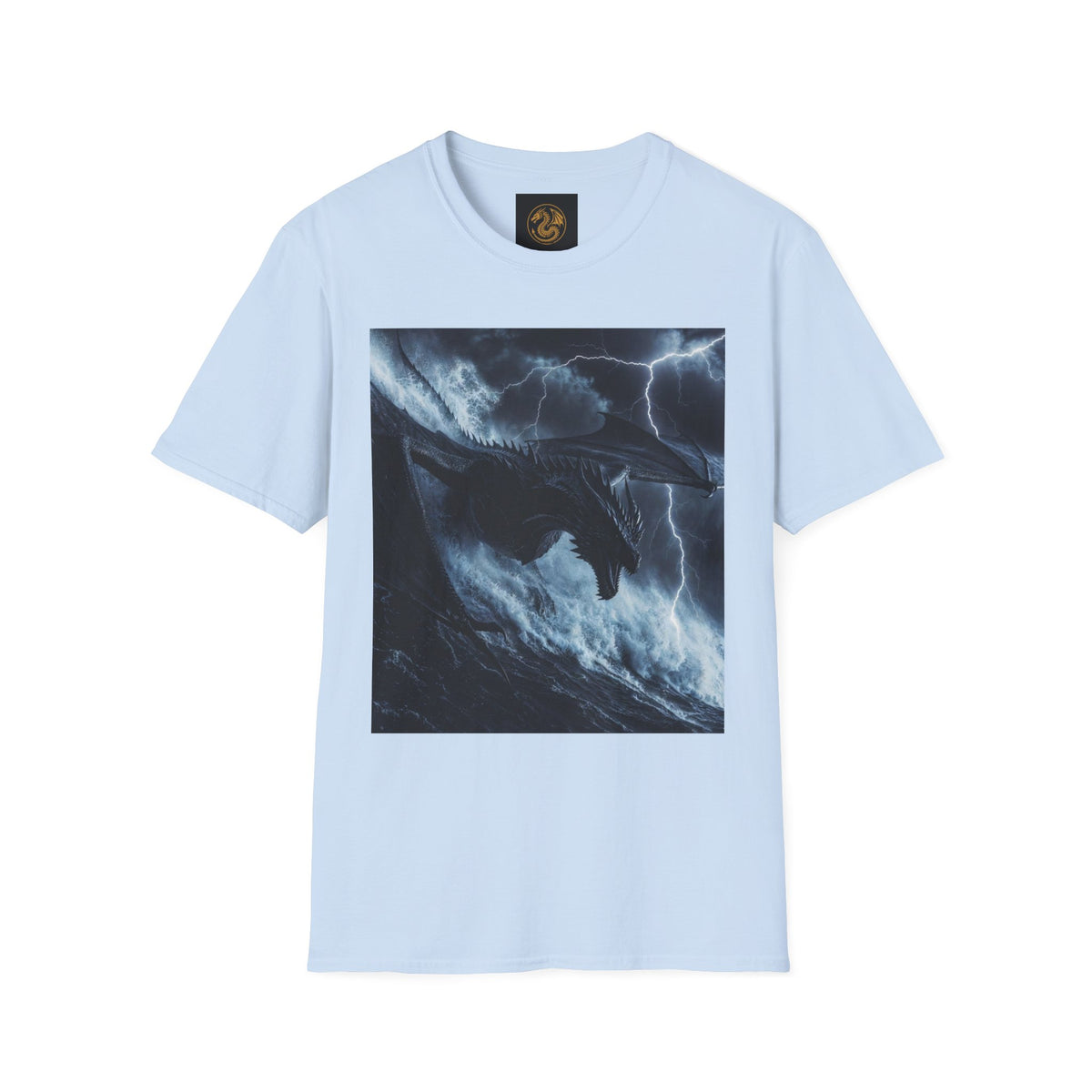 A Stormy Oceanic Dragon T-Shirt — Dark Ocean Lightning Graphic Tee