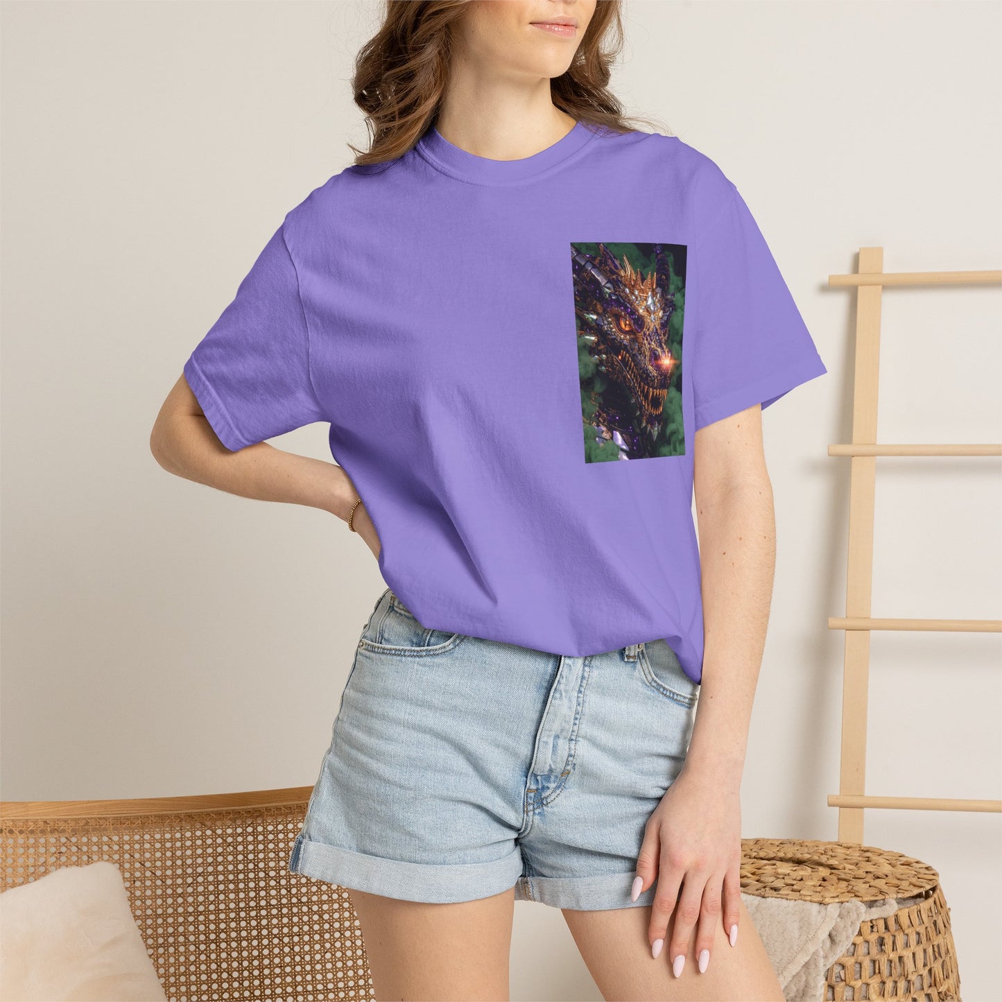 Dragon Pocket Graphic T‑Shirt — Fiery Fantasy Chest Print