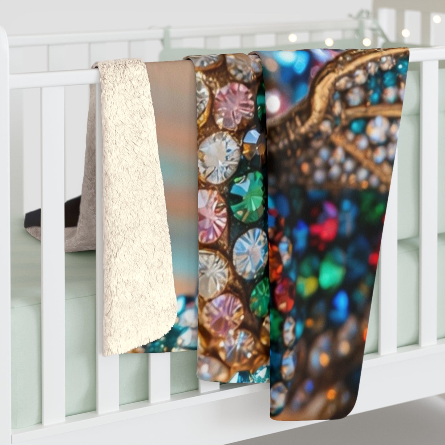 Jeweled Dragon Sherpa Blanket — Cozy Plush Fleece Throw with Gemstone Dragon Design
