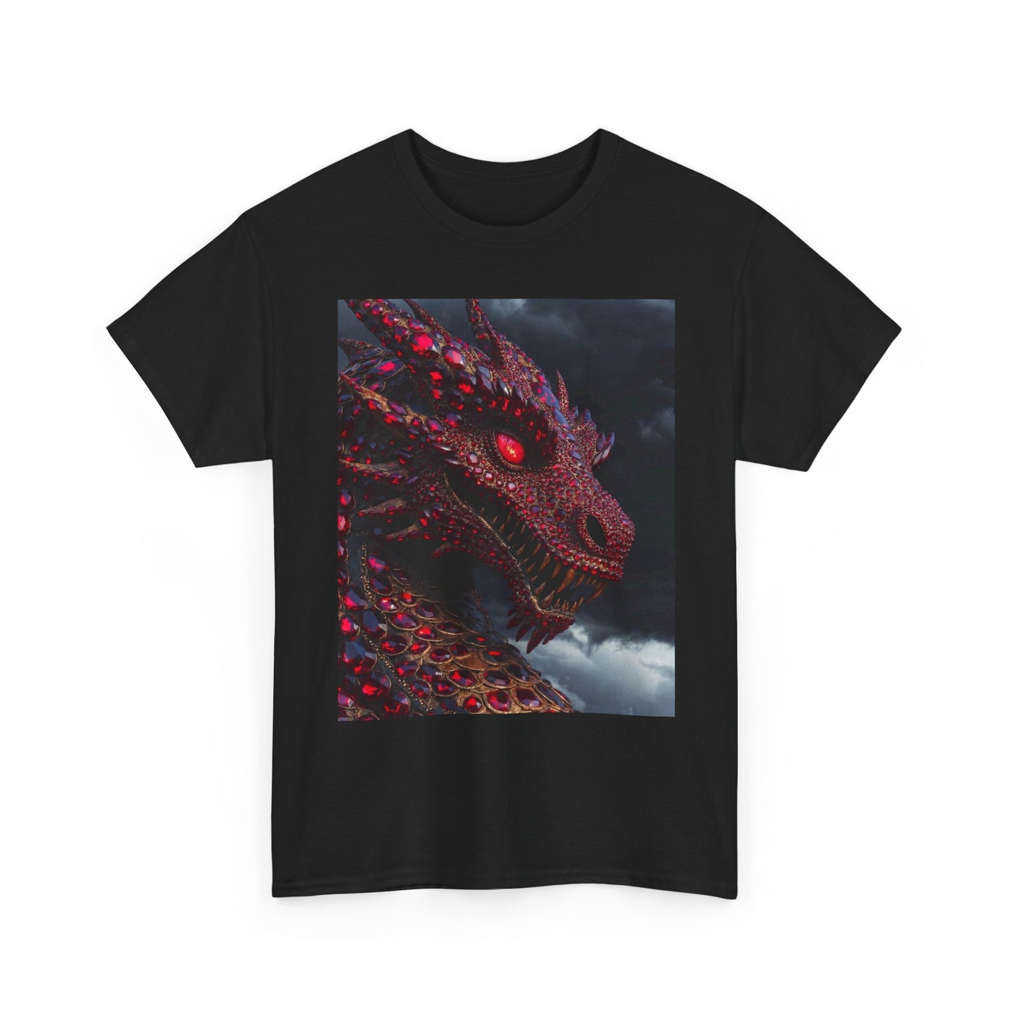 Dragon Portrait T-Shirt — Fiery Red Fantasy Dragon Graphic Tee