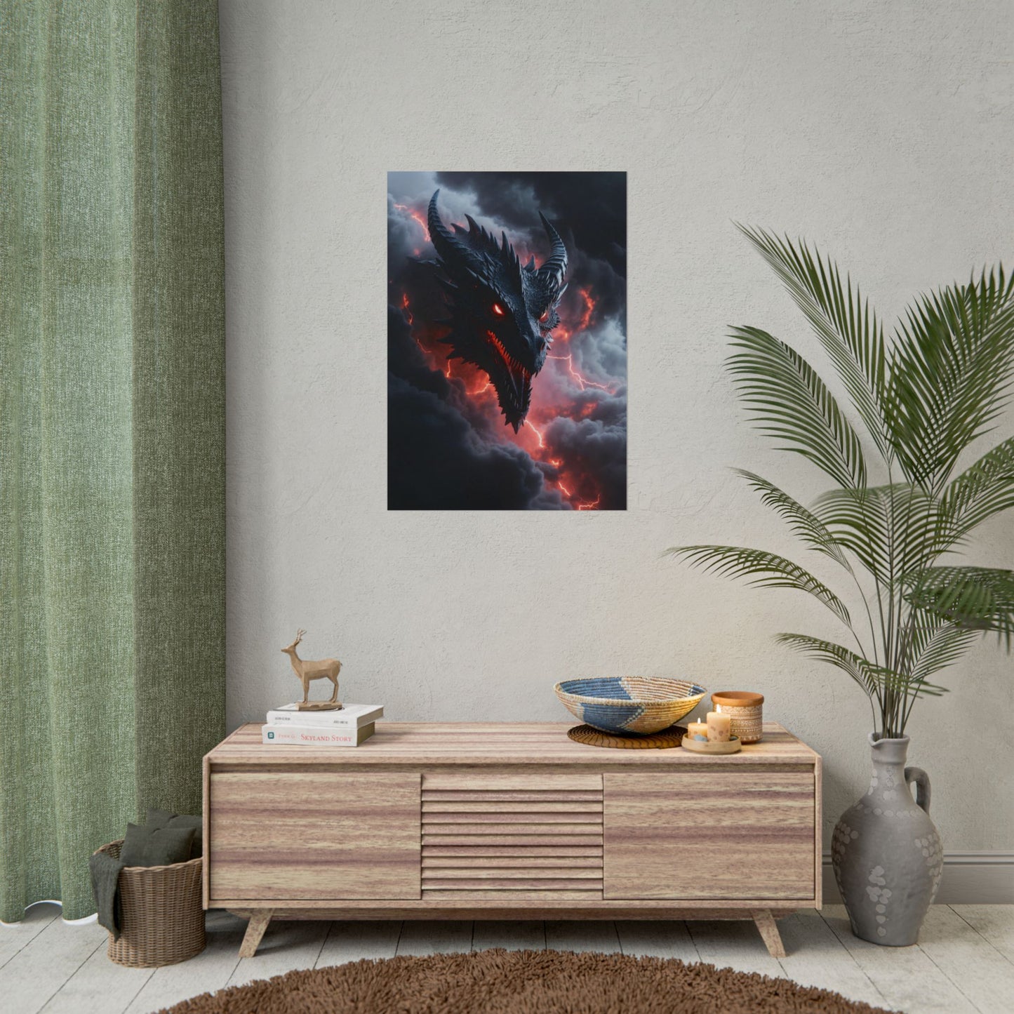 Dragon Storm Rolled Poster — Dark Fantasy Dragon Wall Art
