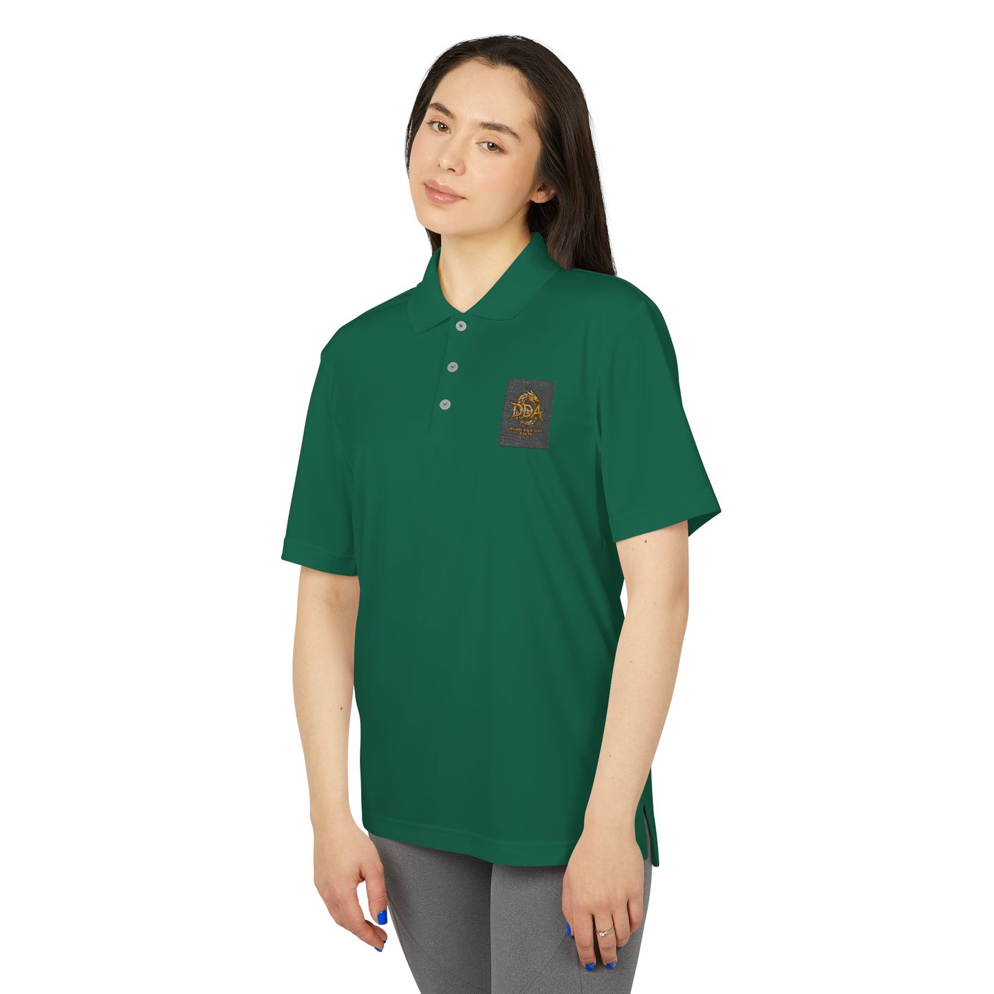 Adidas Performance Polo — Gold Crest Patch Chest Logo