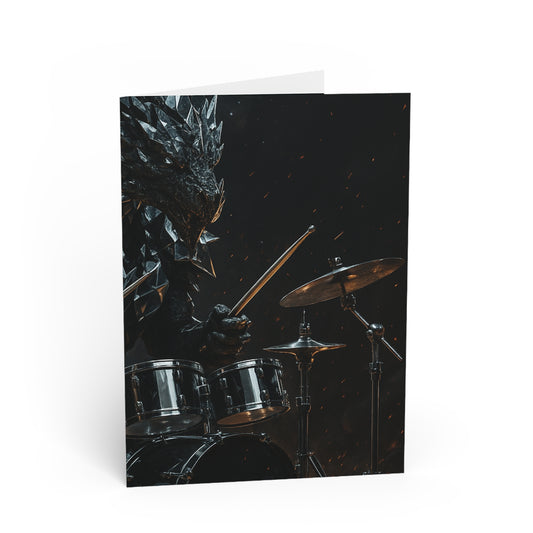 Epic Monster Drummer Greeting Cards | Heavy Metal Birthday, Rock Concert Invite, Drum Solo, Music Lover Gift