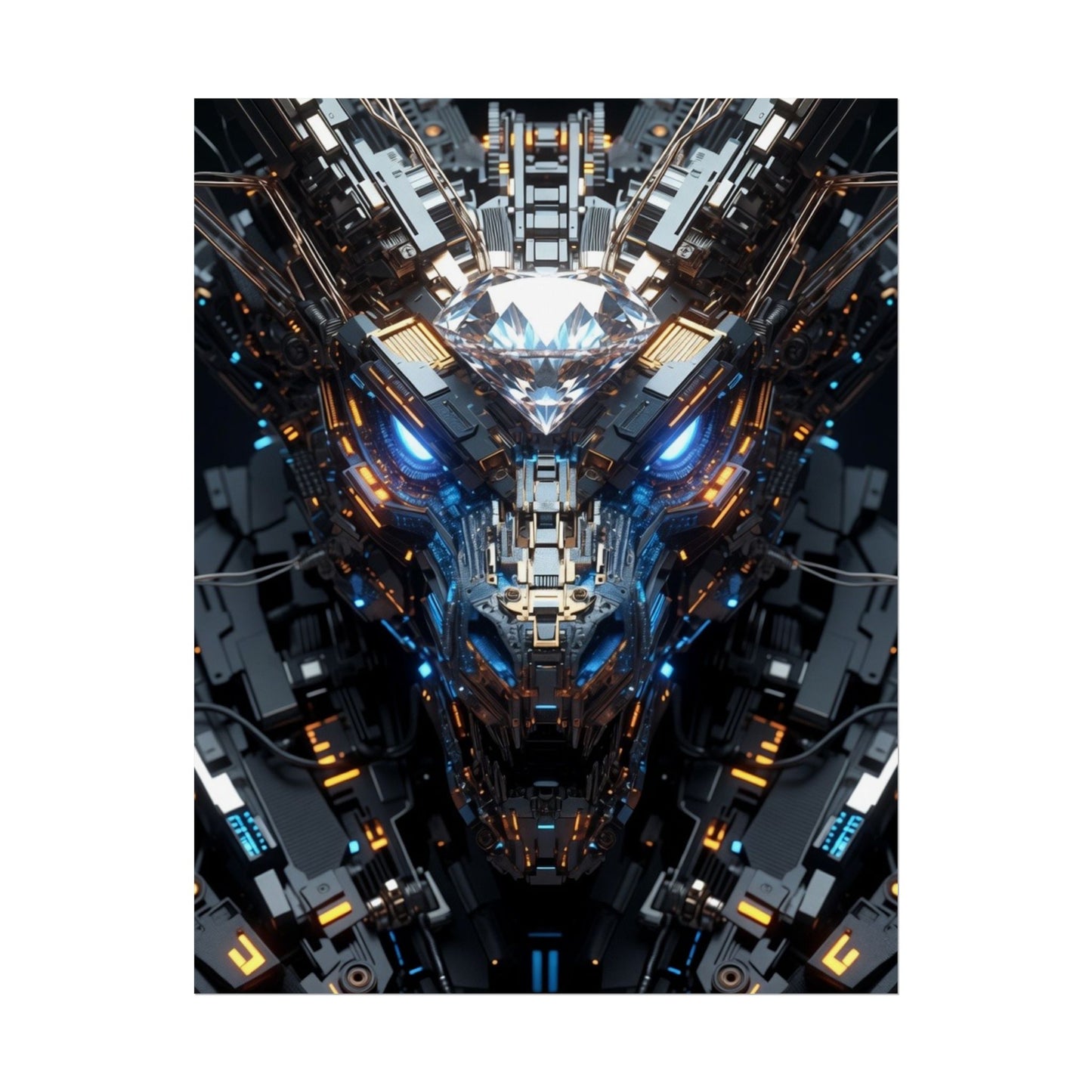 Futuristic Mech Dragon Poster – Cybernetic Robot Art Print