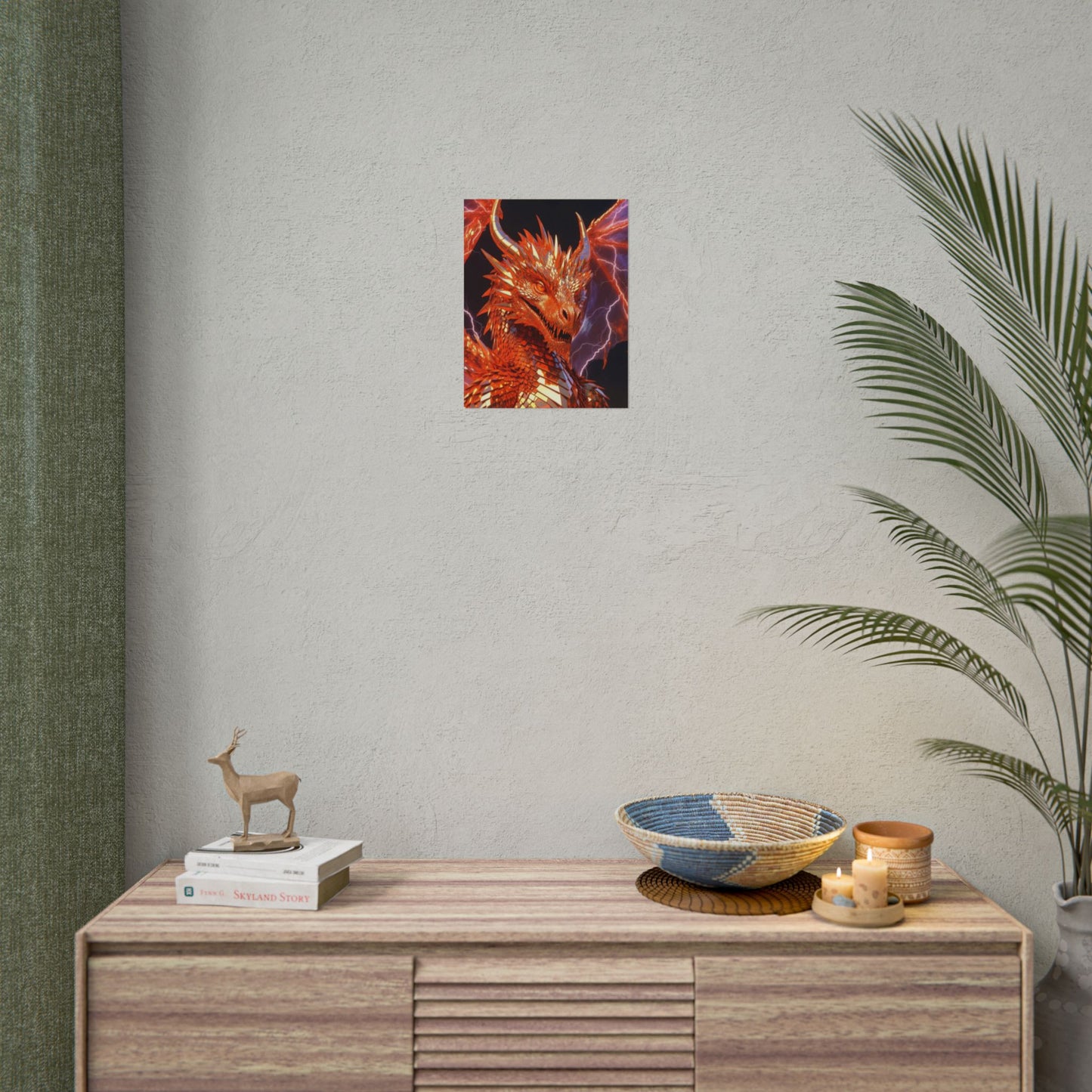 Orange Lightning Dragon Poster — Fantasy Wall Art for Gamers & Fans