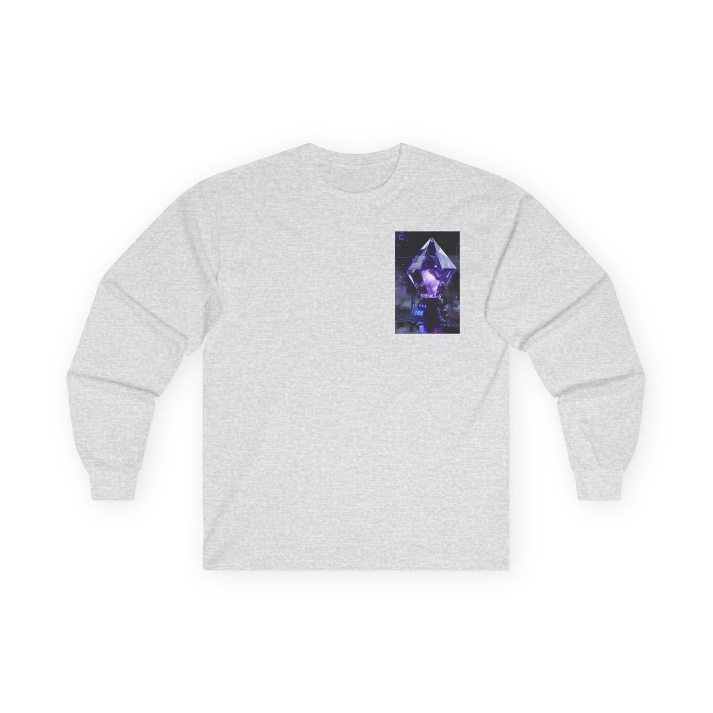 Long Sleeve Tee — Purple Crystal Skull Graphic