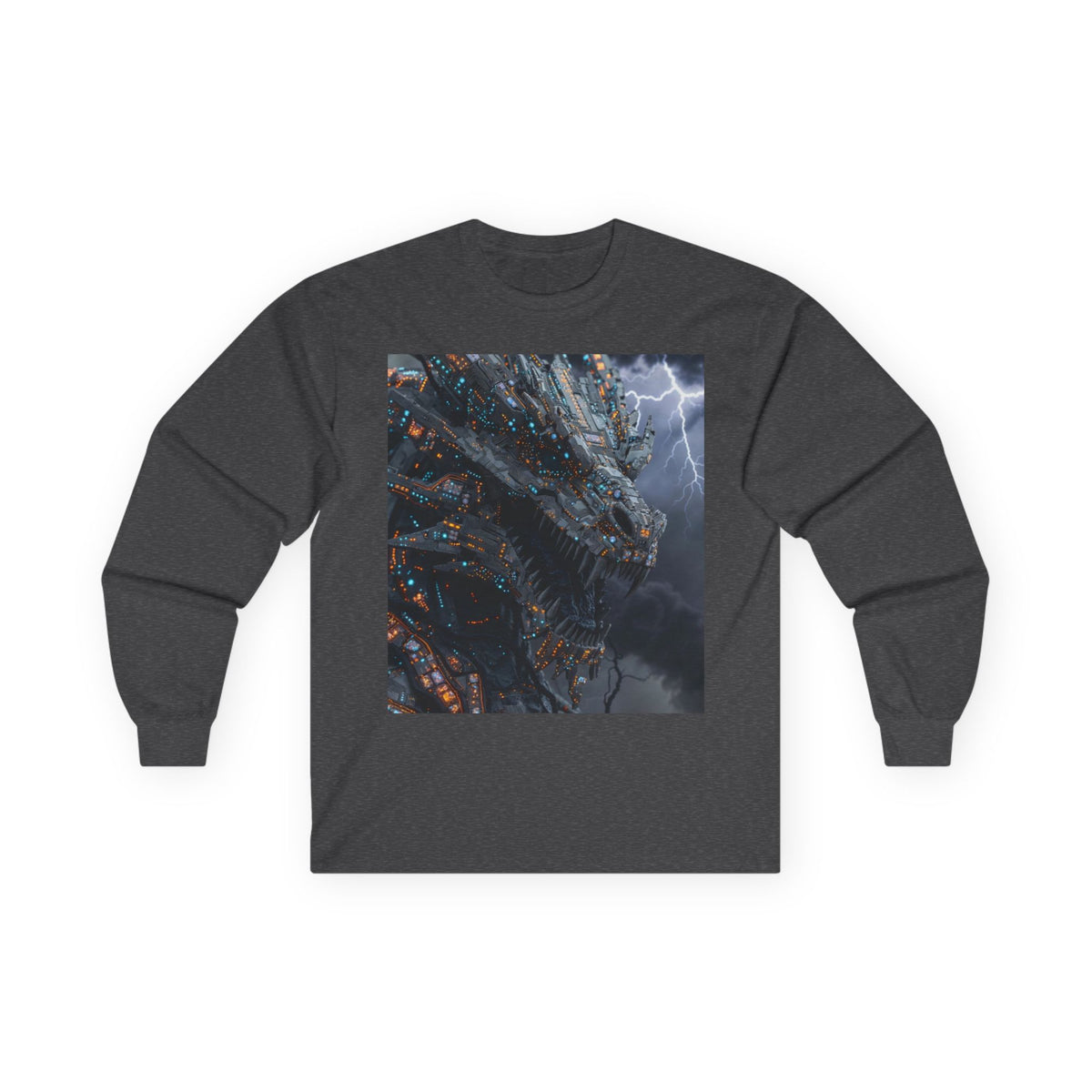 A Long Sleeve Tee — Moody Ocean Cliff Photo Pocket Print