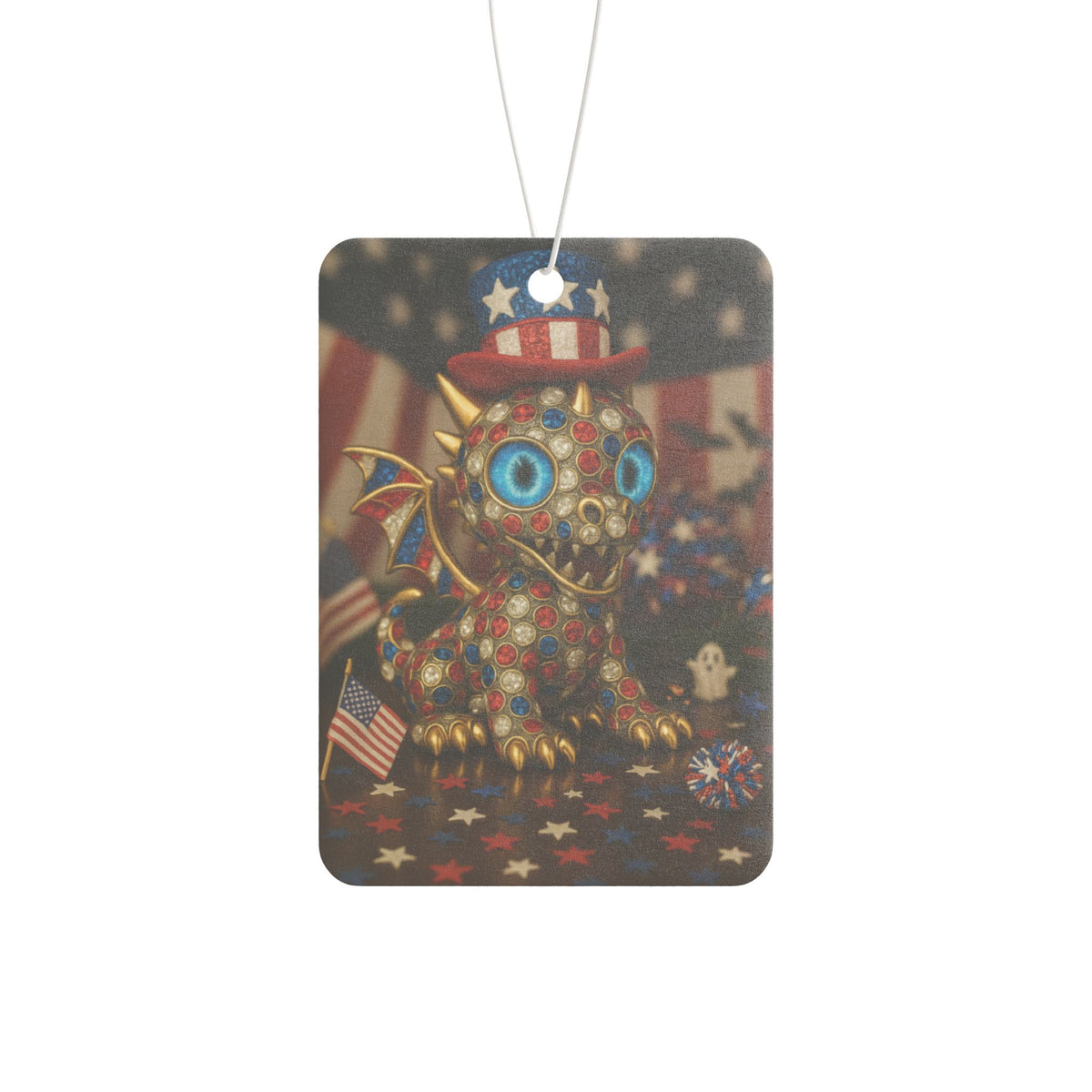 A Patriotic Dragon Car Air Freshener, USA Decor, Aromatic Gift, Memorial Day Present, Unique Car Accessory, 4th of July Decoration