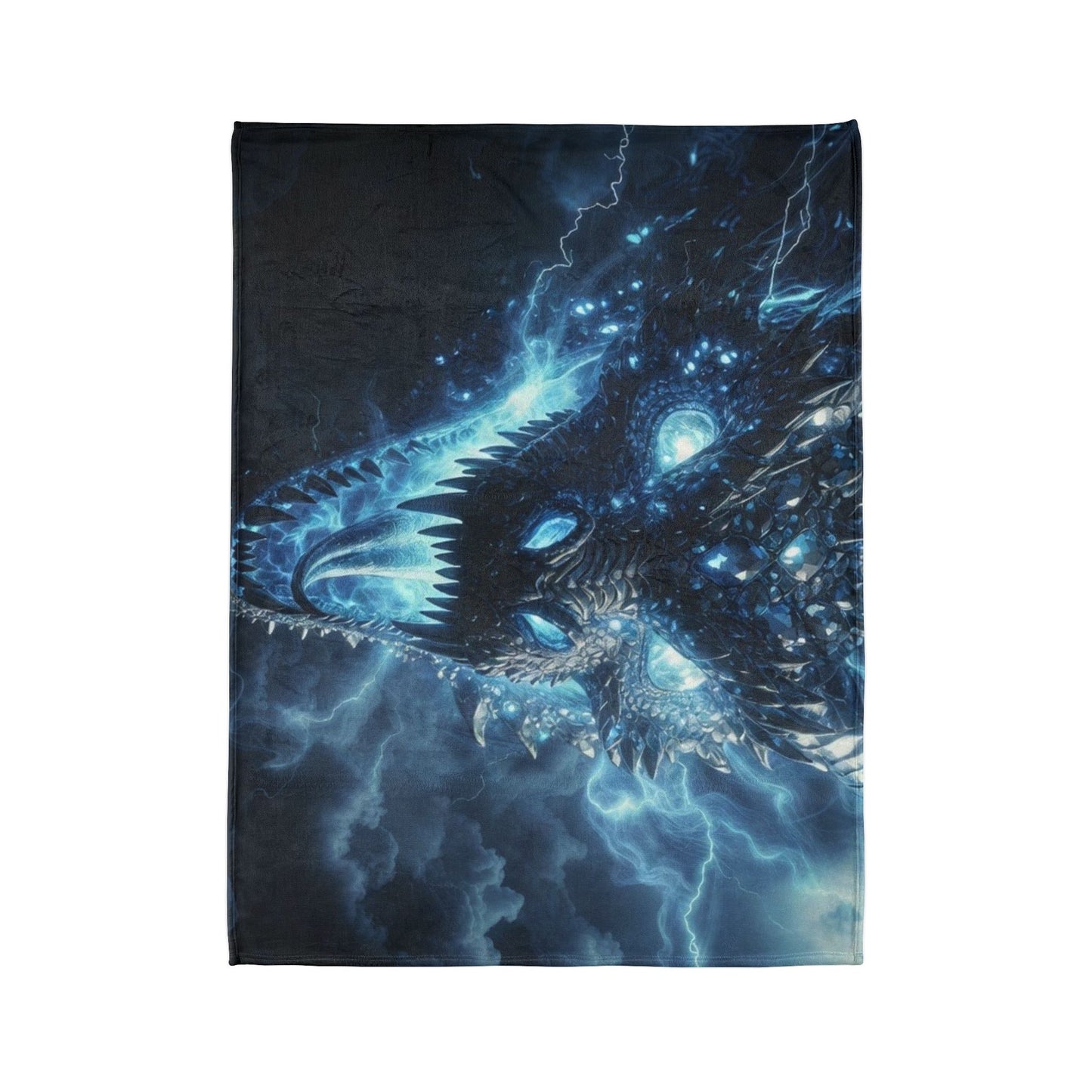 Electric Blue Dragon Blanket — Mystic Lightning Monster Throw