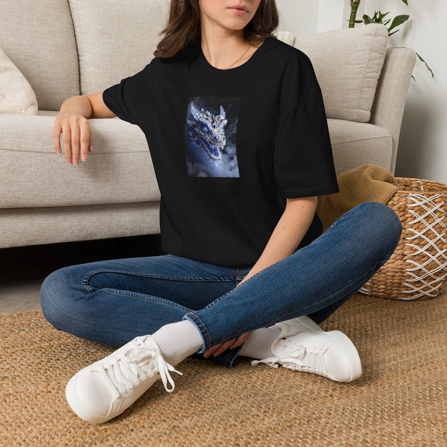 Dragon Portrait T-Shirt — Mystical Blue Dragon Art Tee