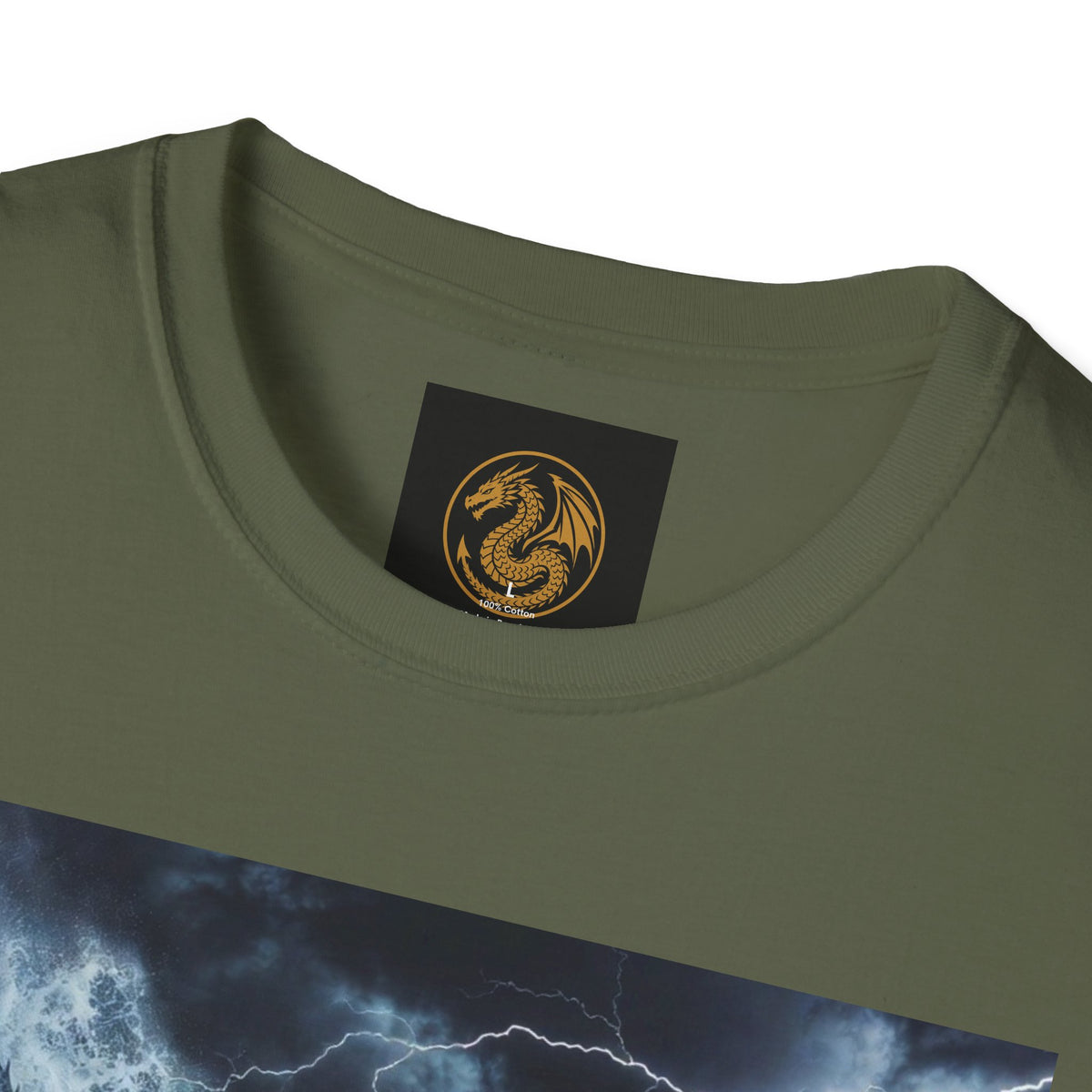 A Stormy Oceanic Dragon T-Shirt — Dark Ocean Lightning Graphic Tee