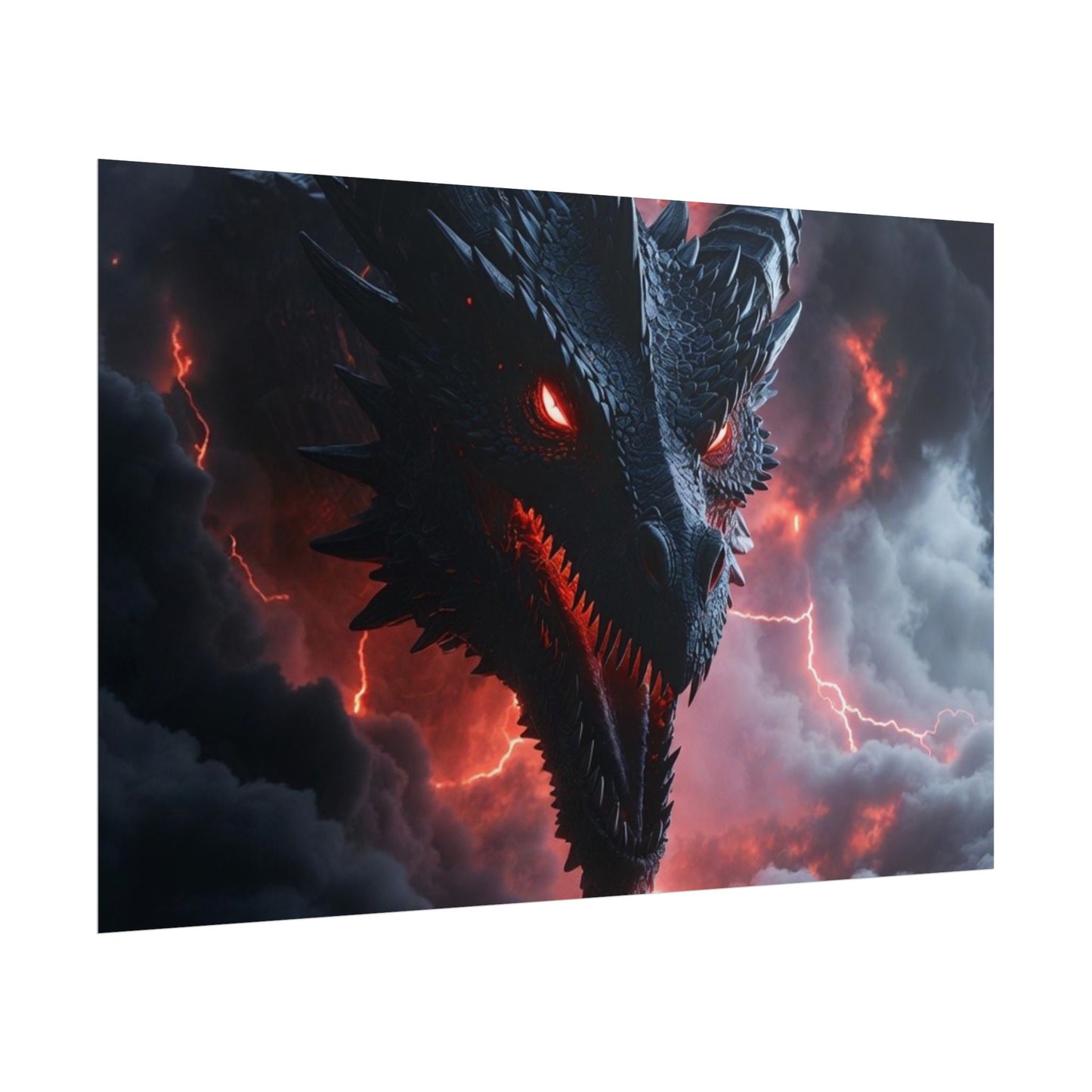 Dragon Storm Rolled Poster — Dark Fantasy Dragon Wall Art