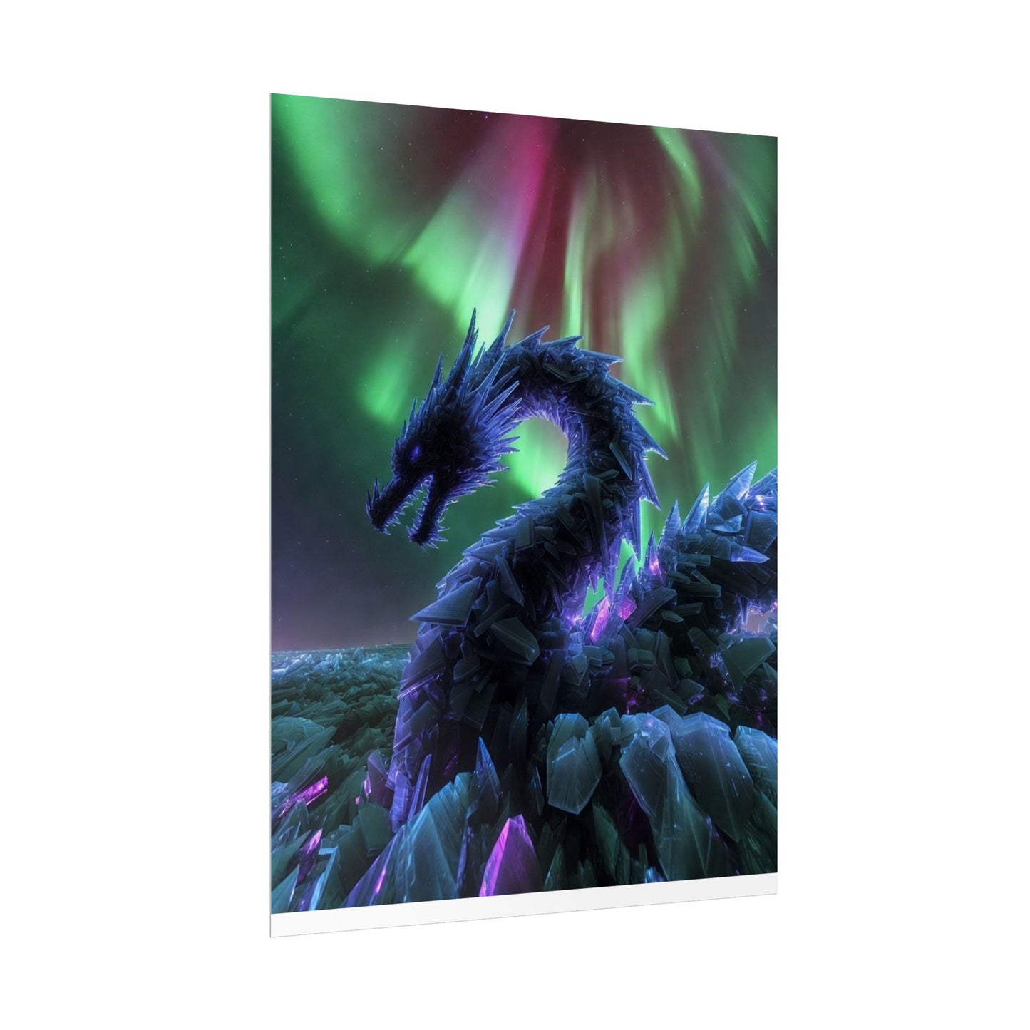 Aurora Crystal Dragon Poster — Fantasy Wall Art Print