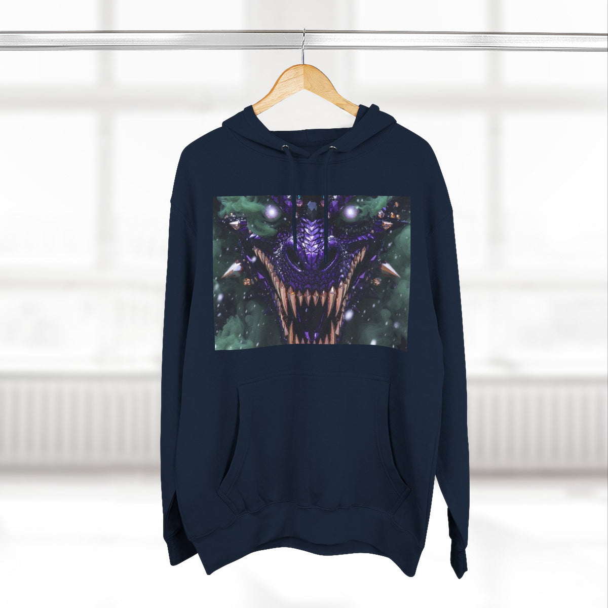 A Mystic Cosmic 🐉 Hoodie — Astral Galaxy Cat Chest Print Fleece Hoodie