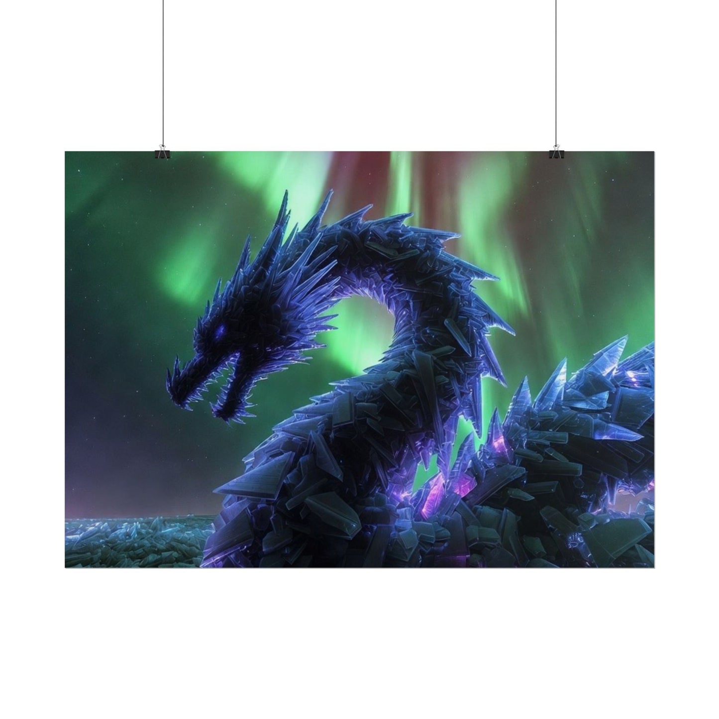 Aurora Crystal Dragon Poster — Fantasy Wall Art Print