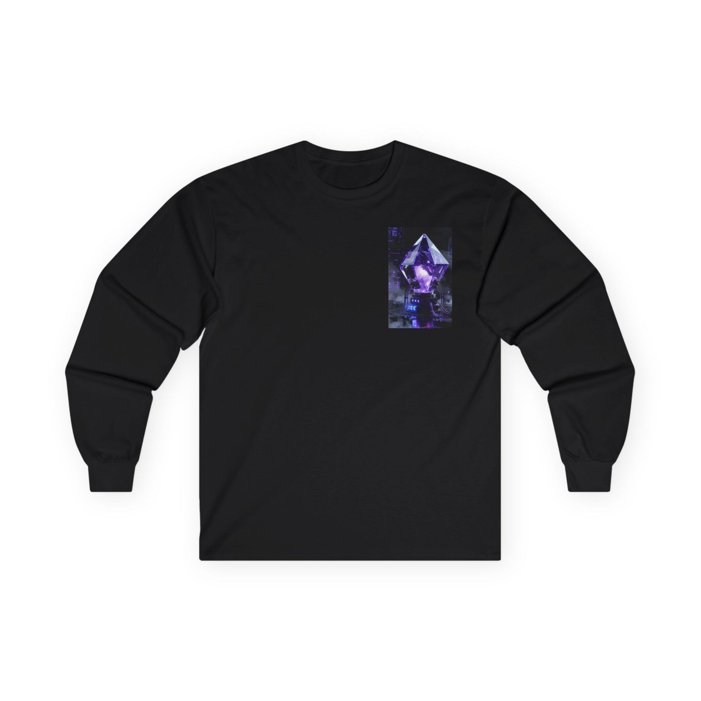 Long Sleeve Tee — Purple Crystal Skull Graphic