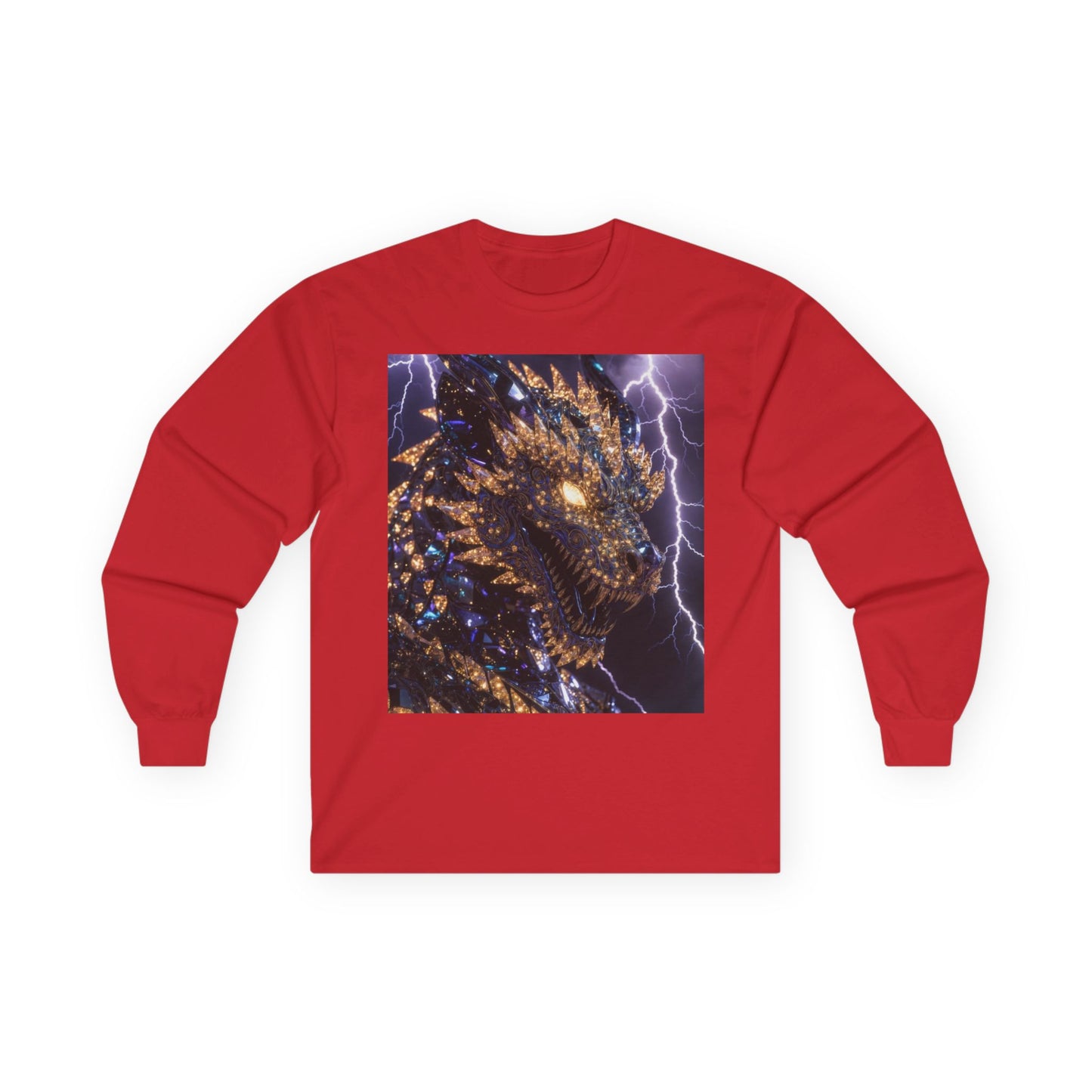 Dragon Lightning Long Sleeve Tee — Mythical Firestorm Graphic Shirt