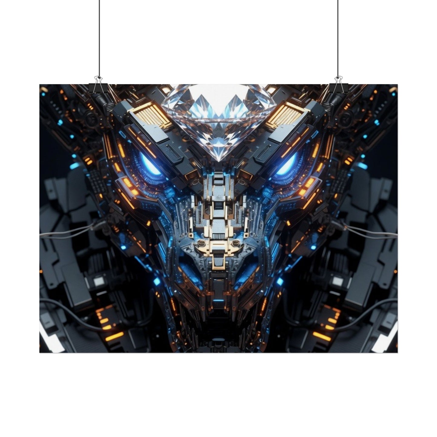 Futuristic Mech Dragon Poster – Cybernetic Robot Art Print