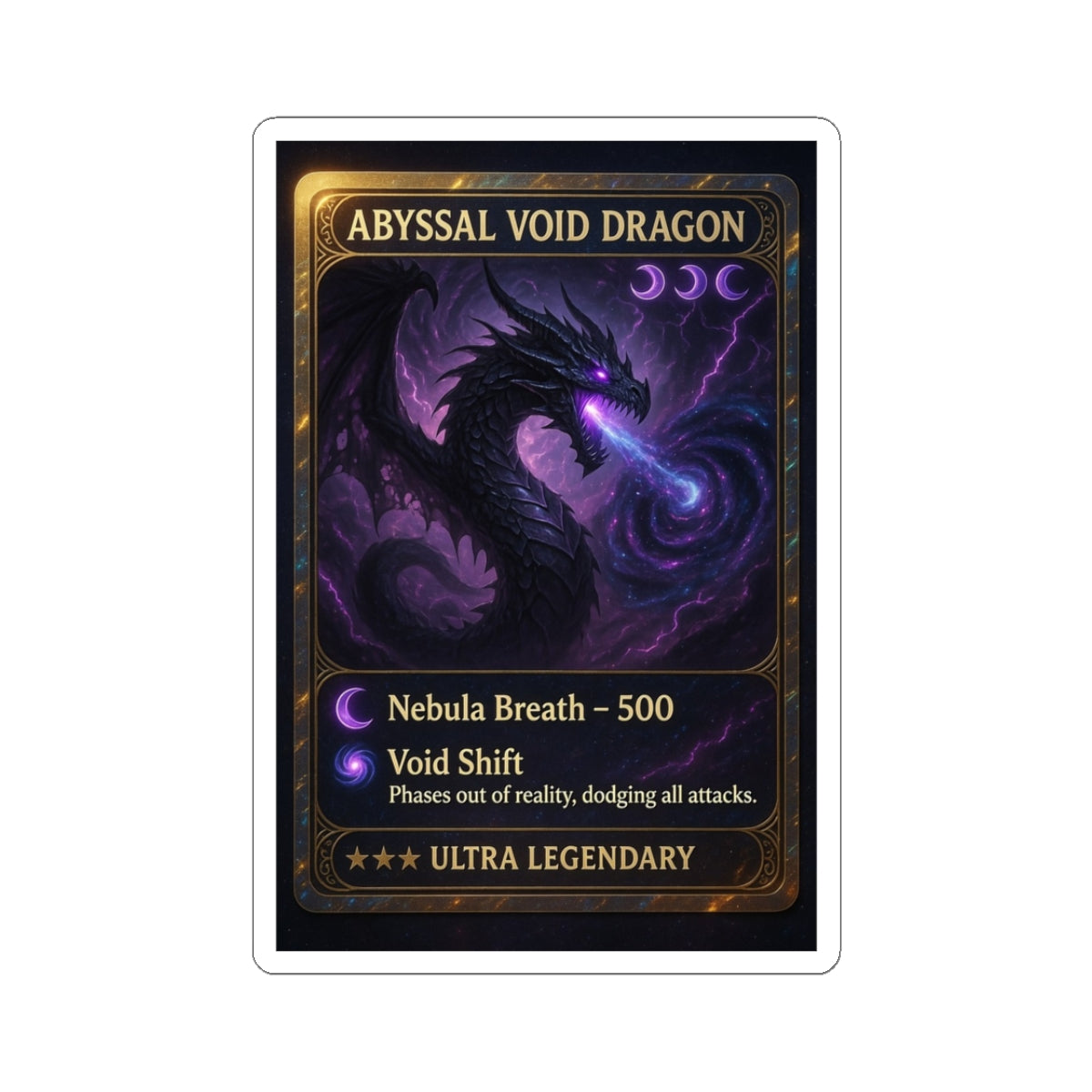 An Abyssal Void Dragon Sticker Trading card — Ultra Legendary Game Card Vinyl