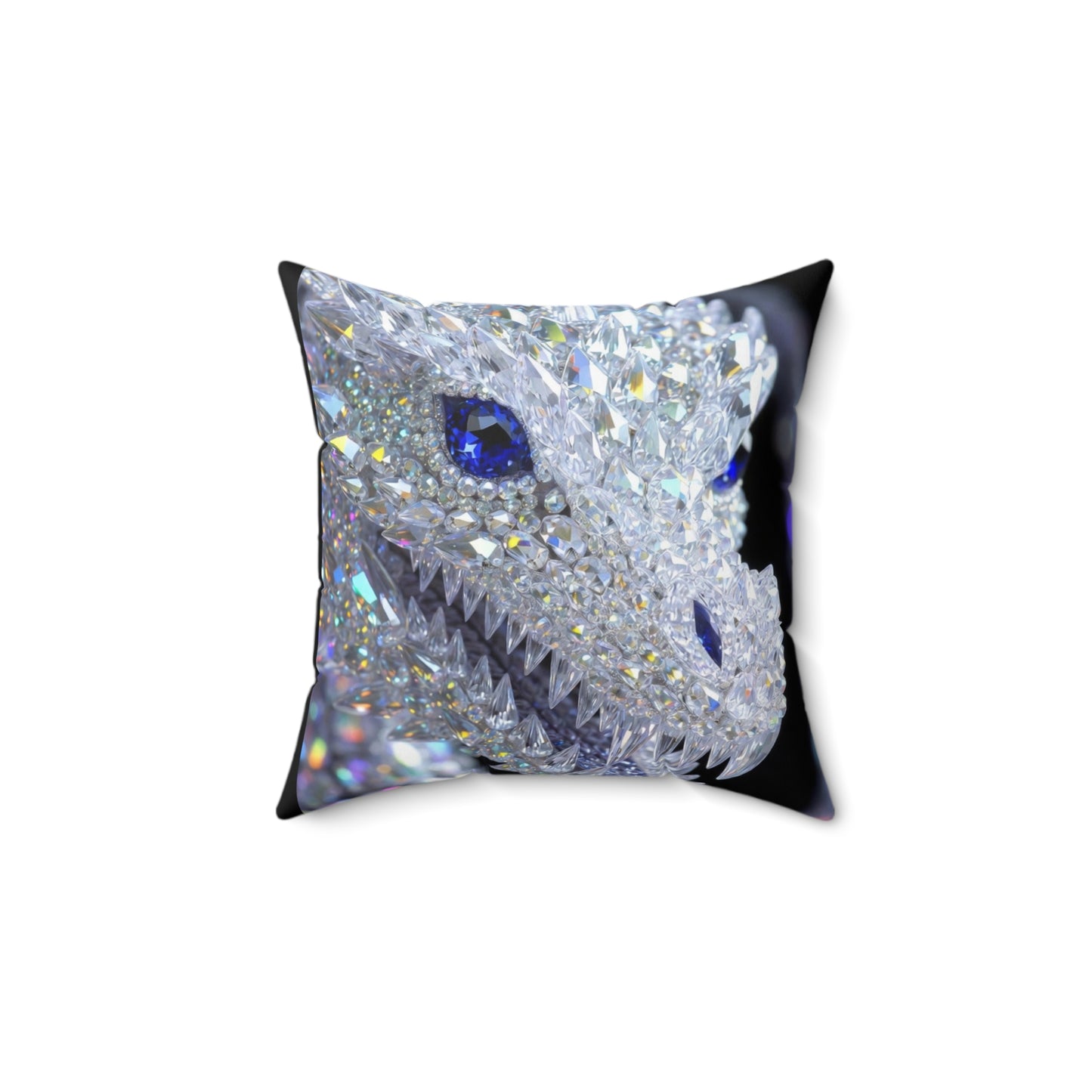 Crystal Dragon Decorative Pillow — Sparkling Gemstone Fantasy Throw Cushion