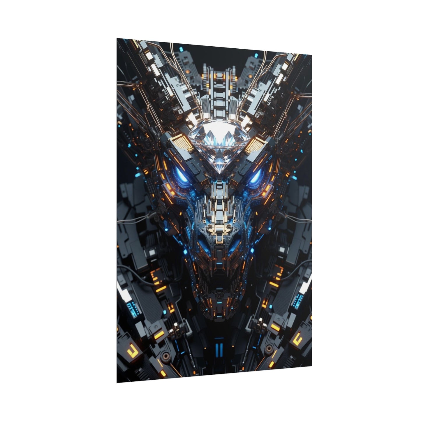 Futuristic Mech Dragon Poster – Cybernetic Robot Art Print