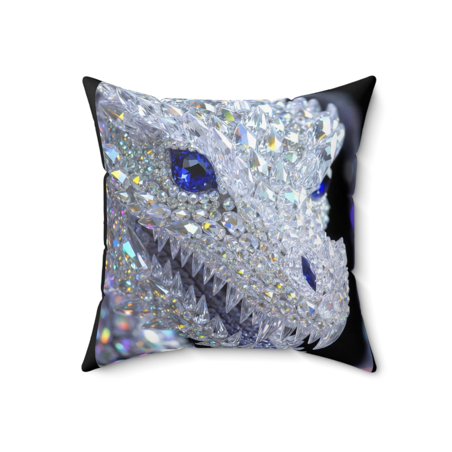 Crystal Dragon Decorative Pillow — Sparkling Gemstone Fantasy Throw Cushion