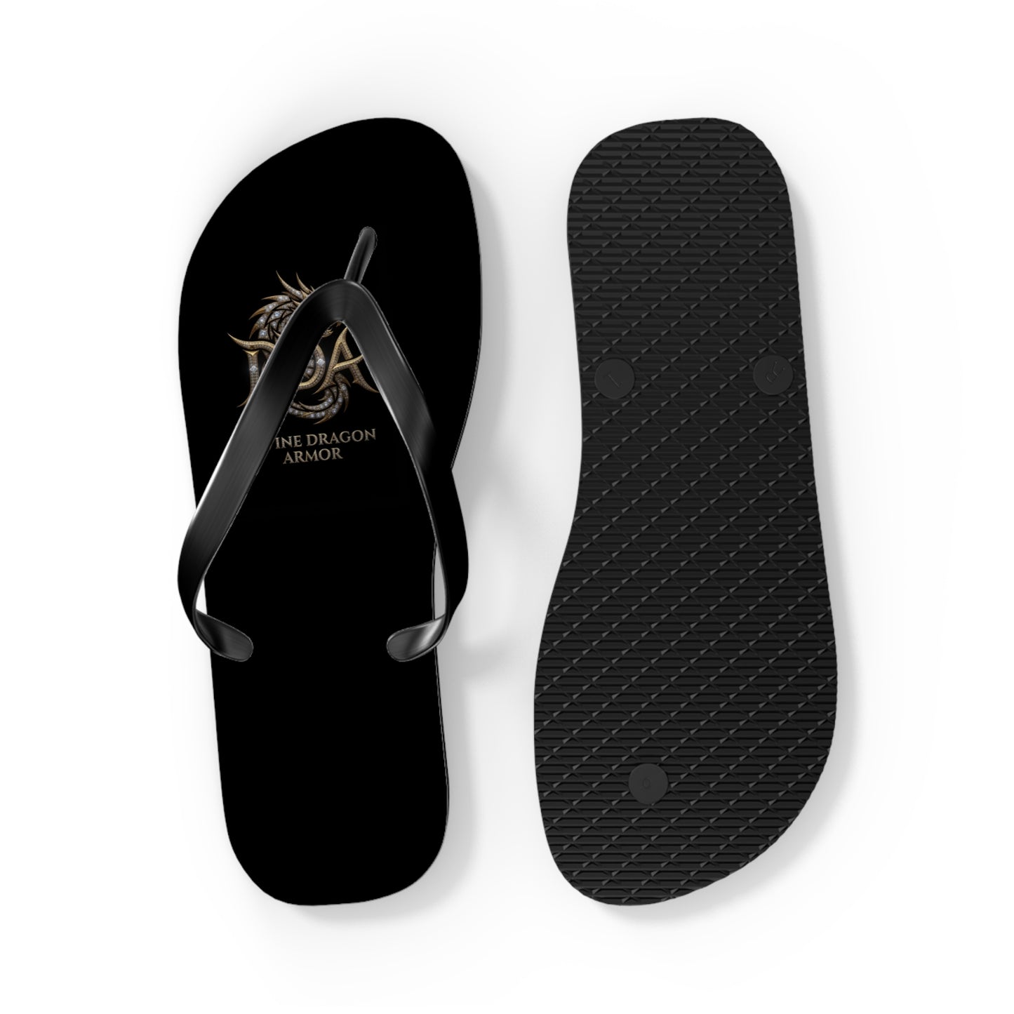 Dragon Armor Flip Flops – Black Fantasy Shield Beach Sandals
