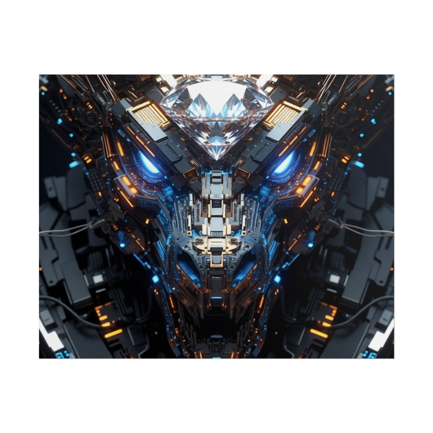 Futuristic Mech Dragon Poster – Cybernetic Robot Art Print