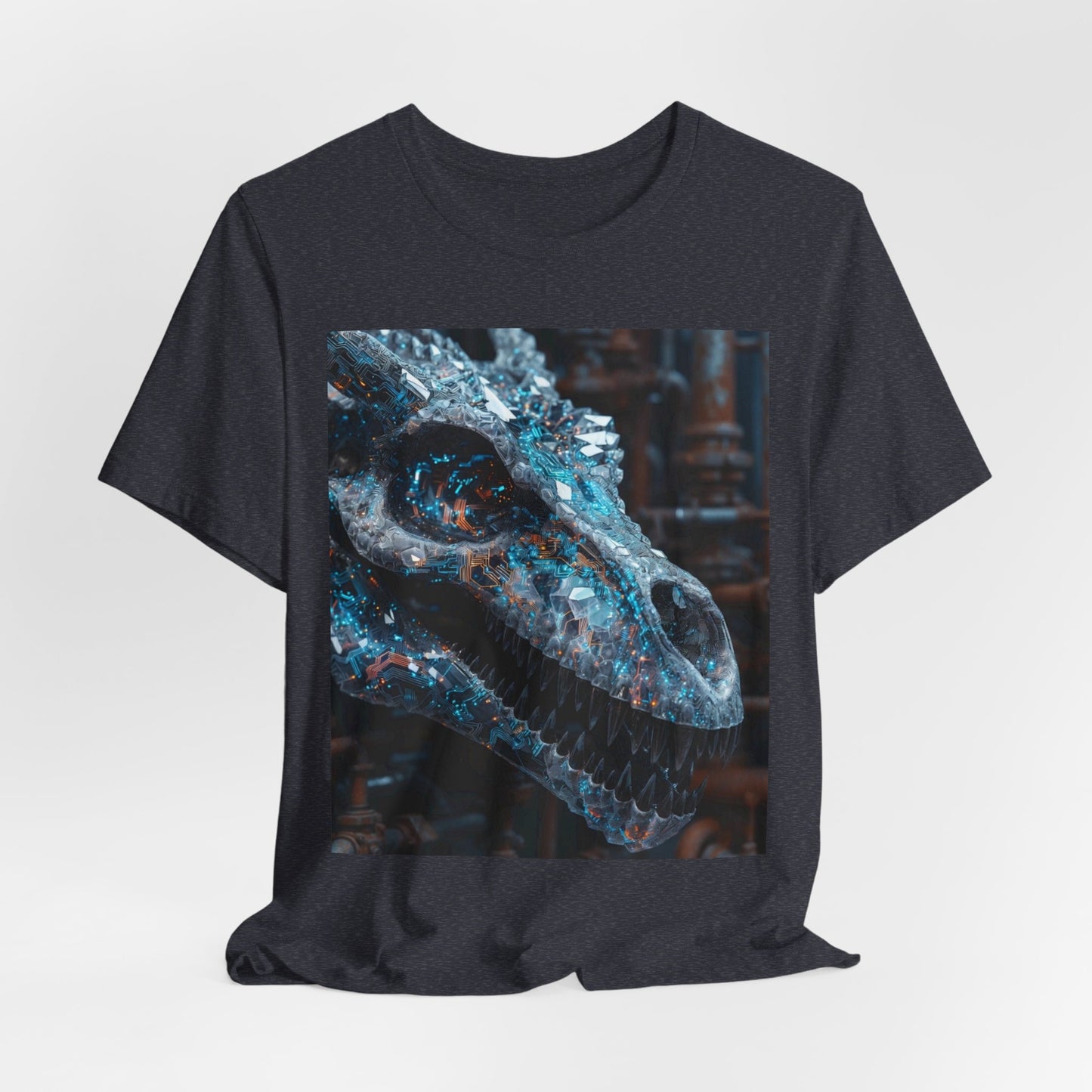 Dragon Skull Graphic Tee — Iridescent Fossil Art T-Shirt