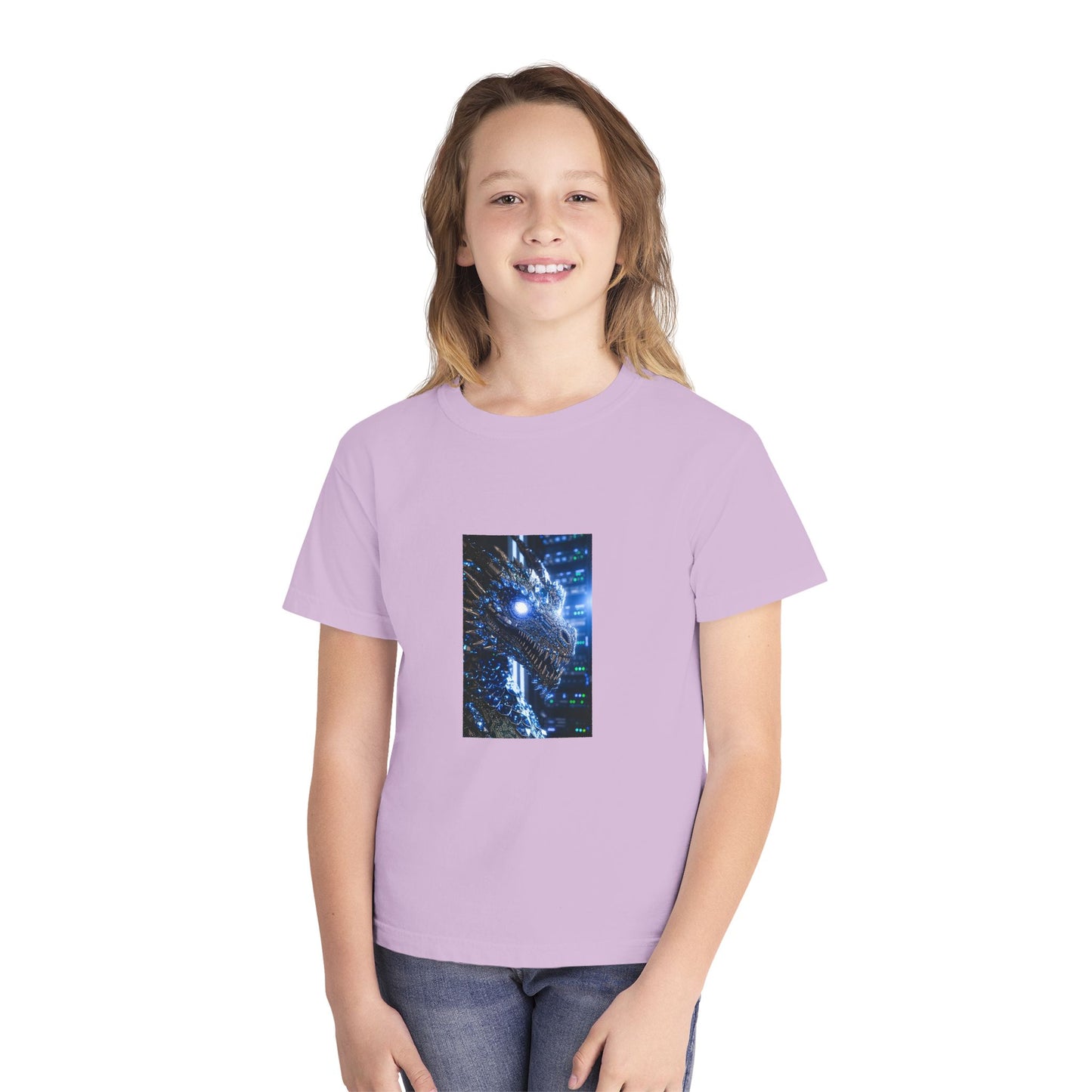 Youth Tee — Neon Dragon Galaxy Graphic