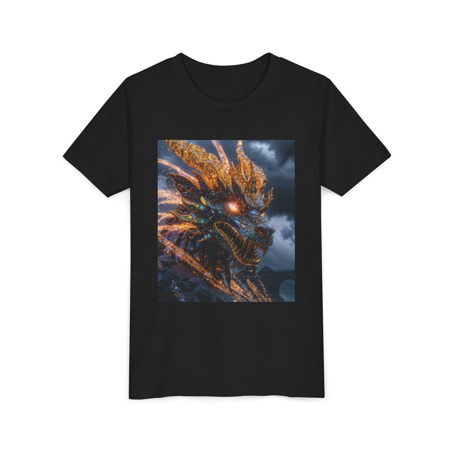 Youth Dragon Tee — Fiery Dragon Head Graphic Kids T‑Shirt