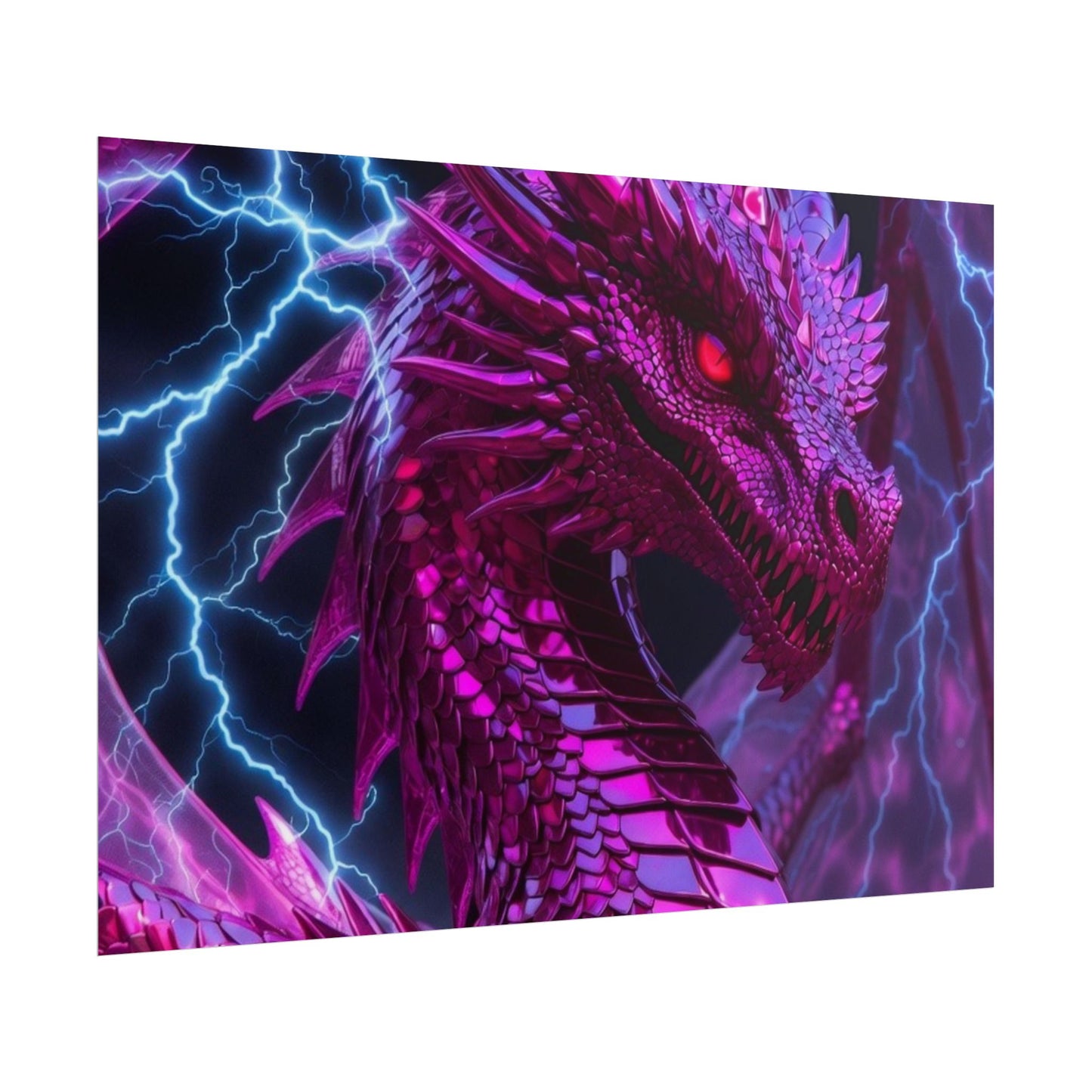 Pink Electric Dragon Poster — Fantasy Wall Art Rolled Poster