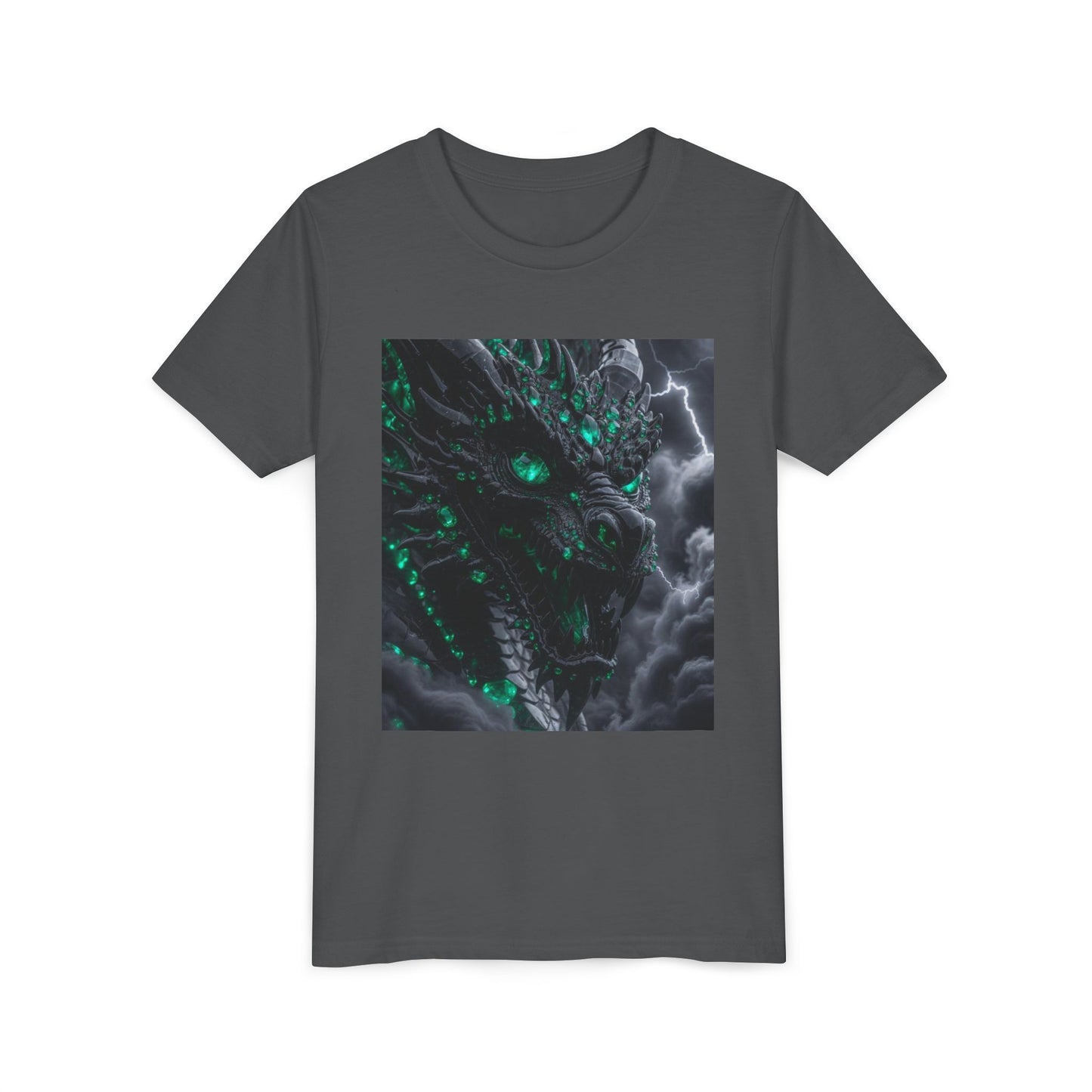 A Top selling Dragon Storm Youth Tee — Neon Green Dragon Illustration Graphic T-Shirt